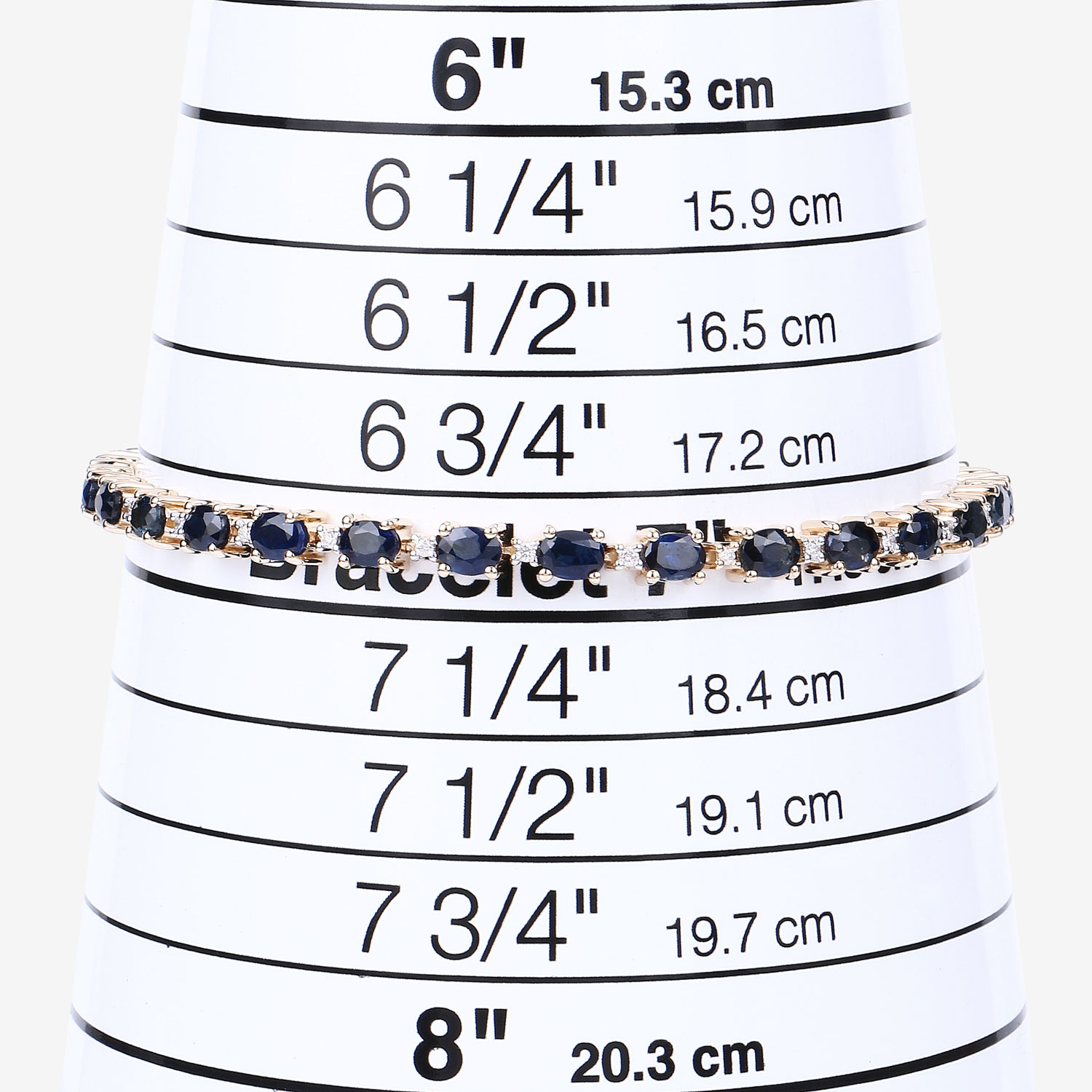 6.03 Carat Genuine Blue Sapphire and White Diamond 14K Yellow Gold Bracelet