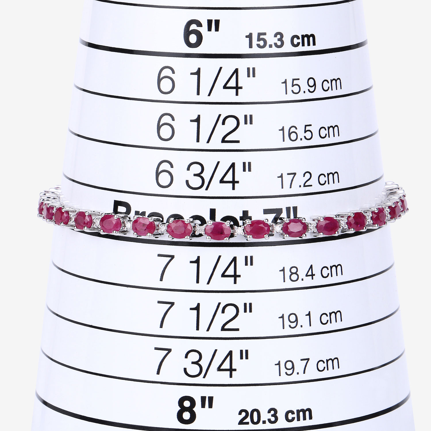 6.61 Carat Genuine Mozambique Ruby and White Diamond 14K White Gold Bracelet