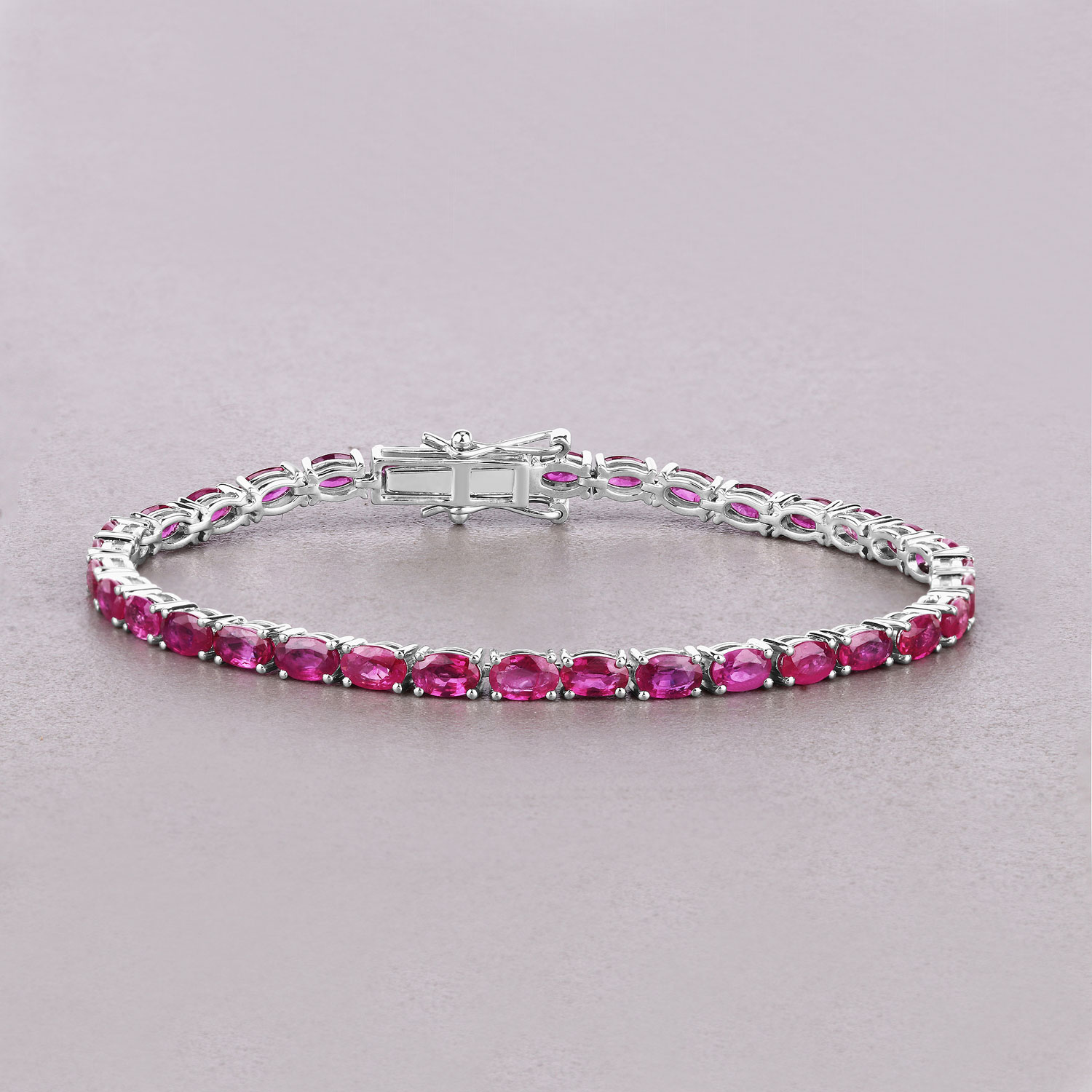 9.18 Carat Genuine Ruby 10K White Gold Bracelet