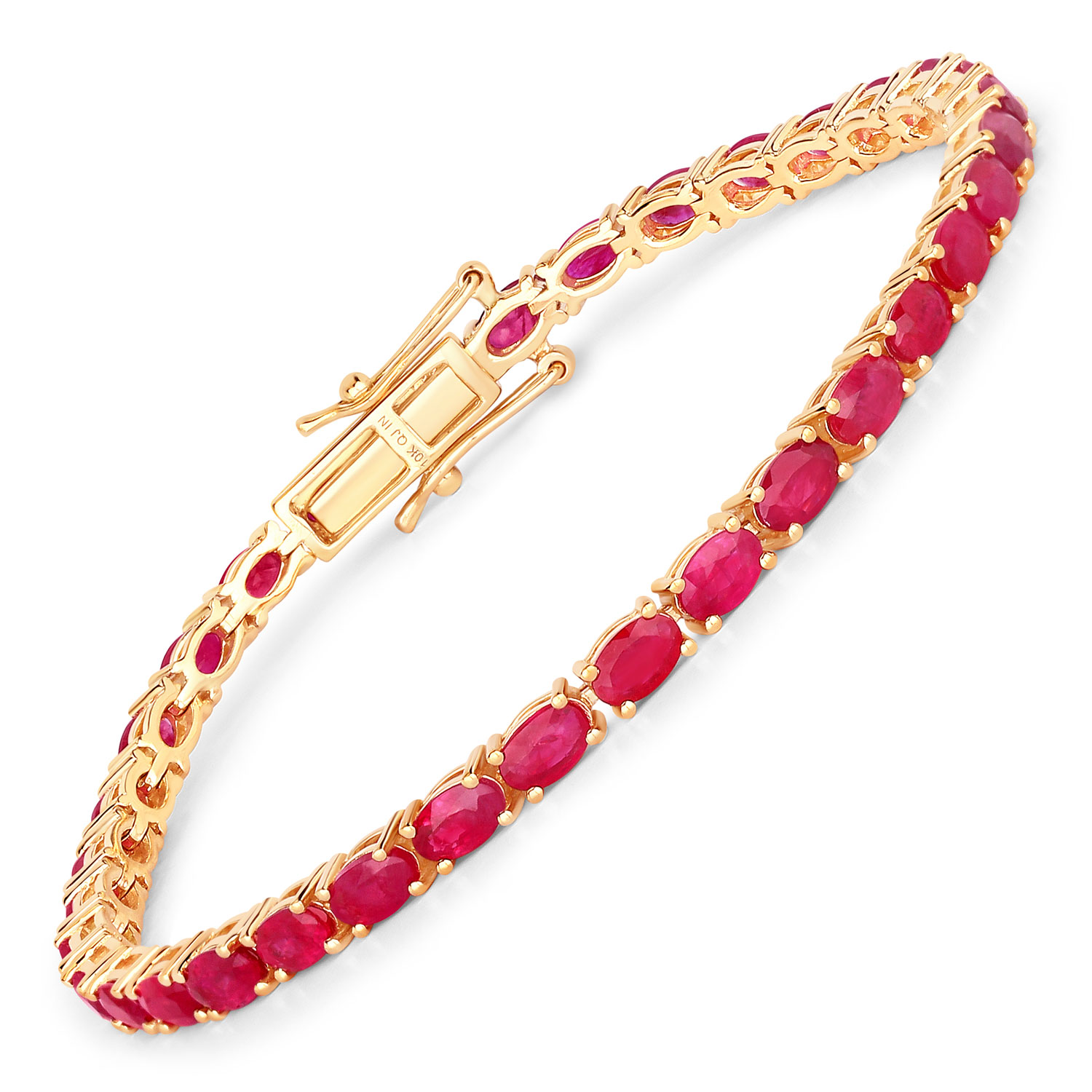 9.18 Carat Genuine Ruby 10K Yellow Gold Bracelet