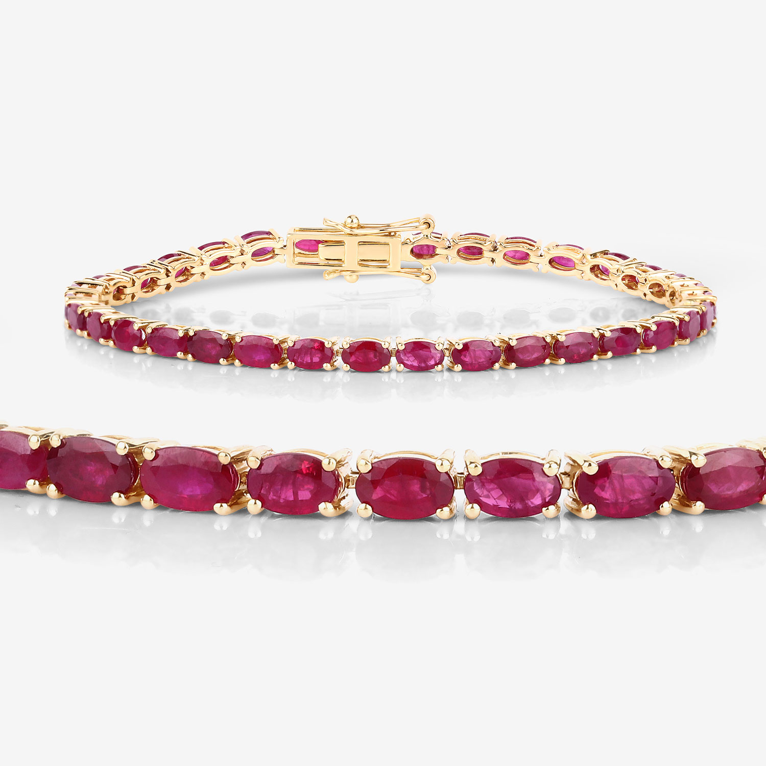 9.18 Carat Genuine Ruby 10K Yellow Gold Bracelet