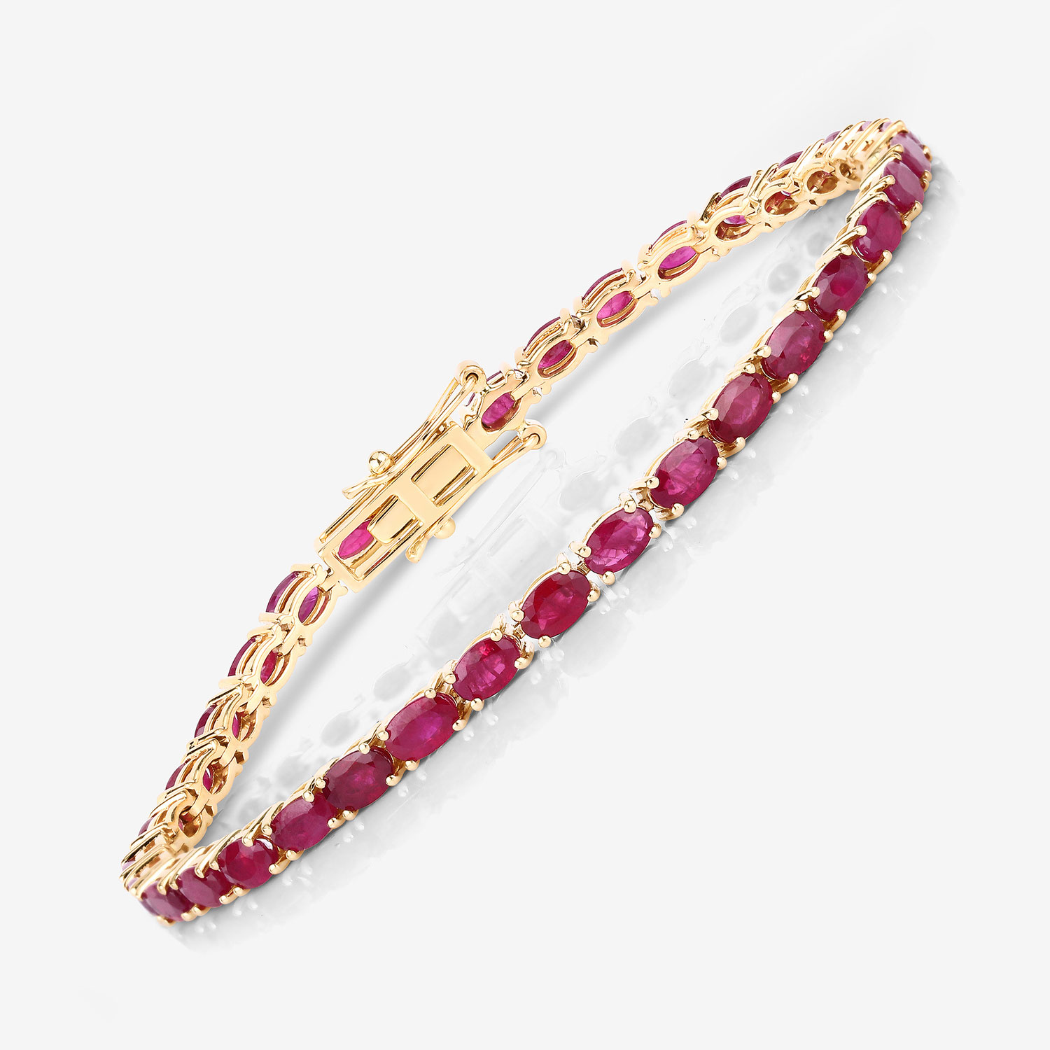 9.18 Carat Genuine Ruby 10K Yellow Gold Bracelet