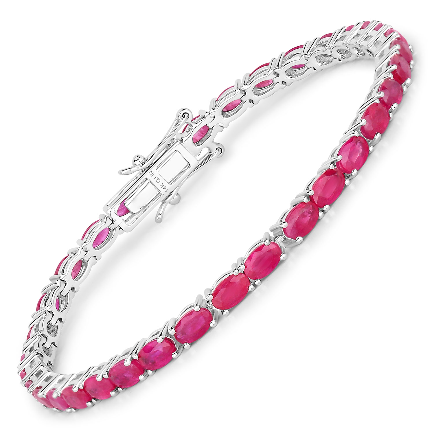 9.18 Carat Genuine Mozambique Ruby 14K White Gold Bracelet