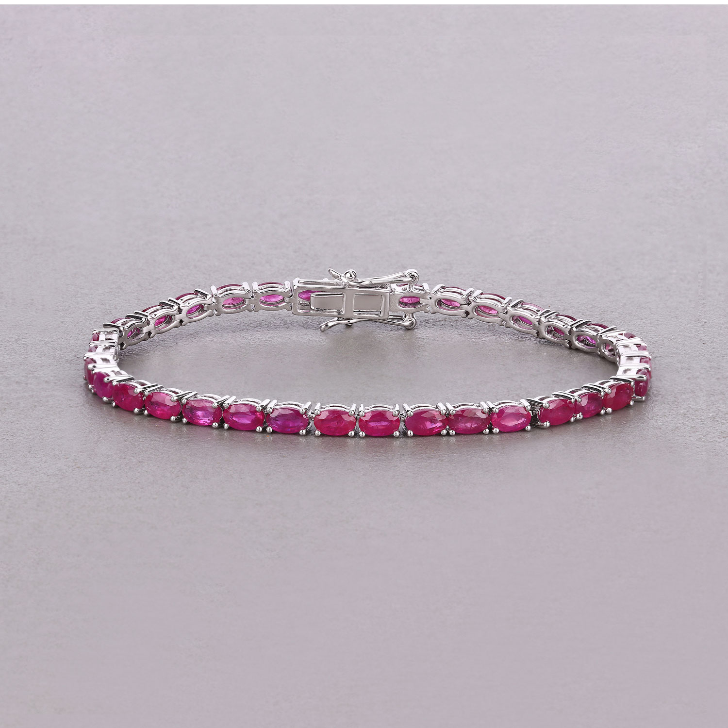 9.18 Carat Genuine Mozambique Ruby 14K White Gold Bracelet