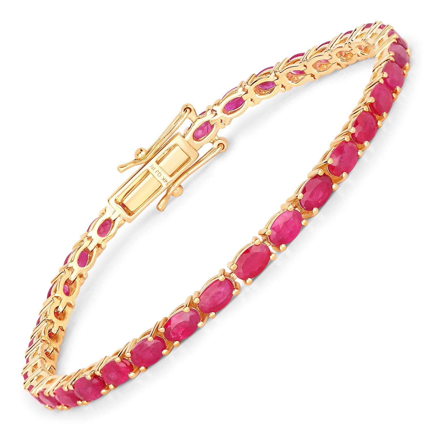9.18 Carat Genuine Mozambique Ruby 14K Yellow Gold Bracelet