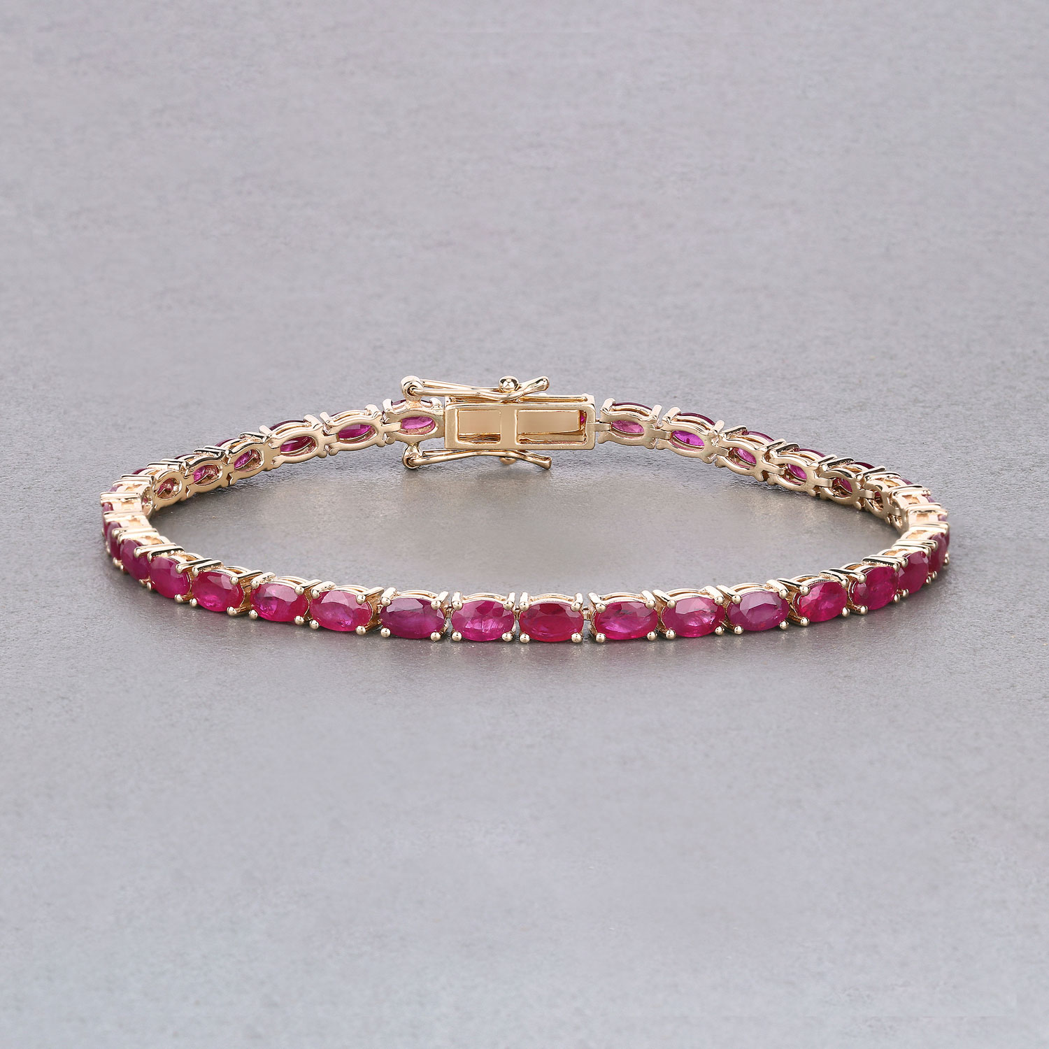 9.18 Carat Genuine Mozambique Ruby 14K Yellow Gold Bracelet