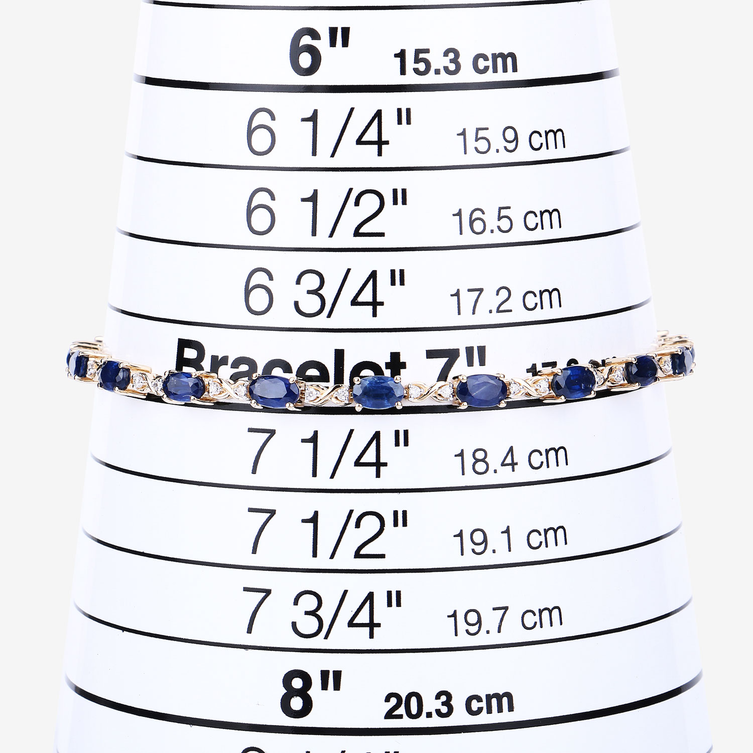 4.43 Carat Genuine Blue Sapphire and White Diamond 14K Yellow Gold Bracelet