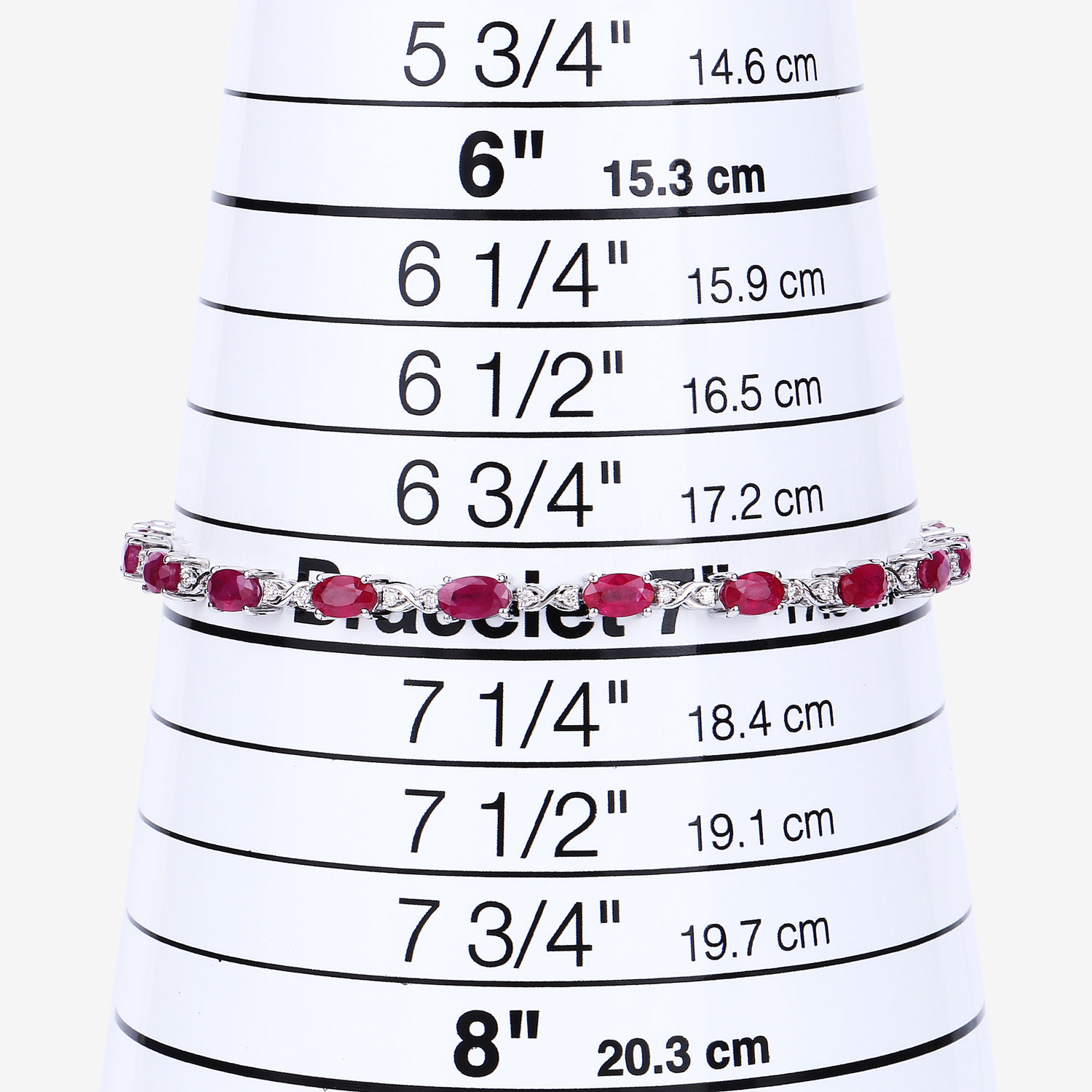 14K White Gold 7in Bracelet 5.13 Carat Ruby Oval Cut with White Diamond 0.25ct (Vault_Q) - Image 5