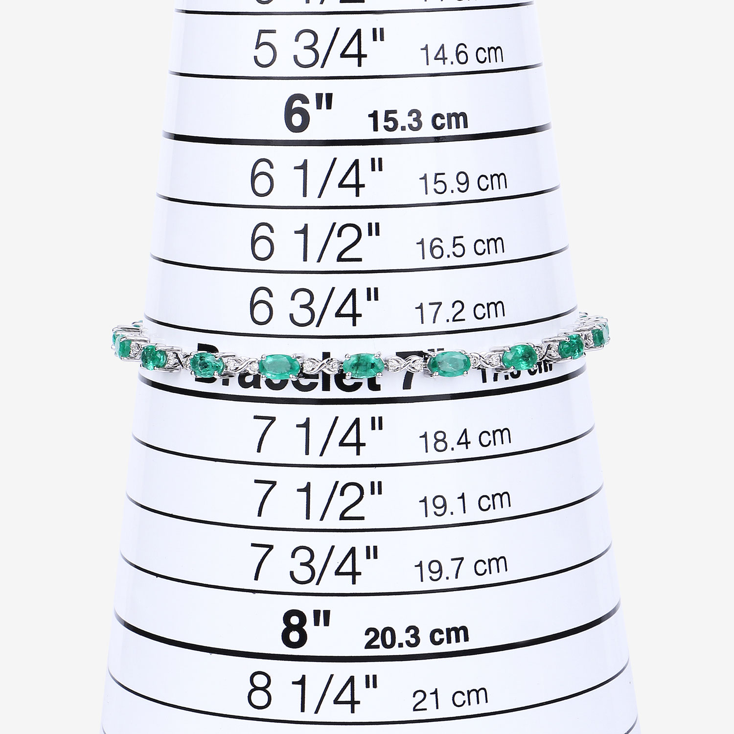 3.86 Carat Genuine Zambian Emerald and White Diamond 14K White Gold Bracelet