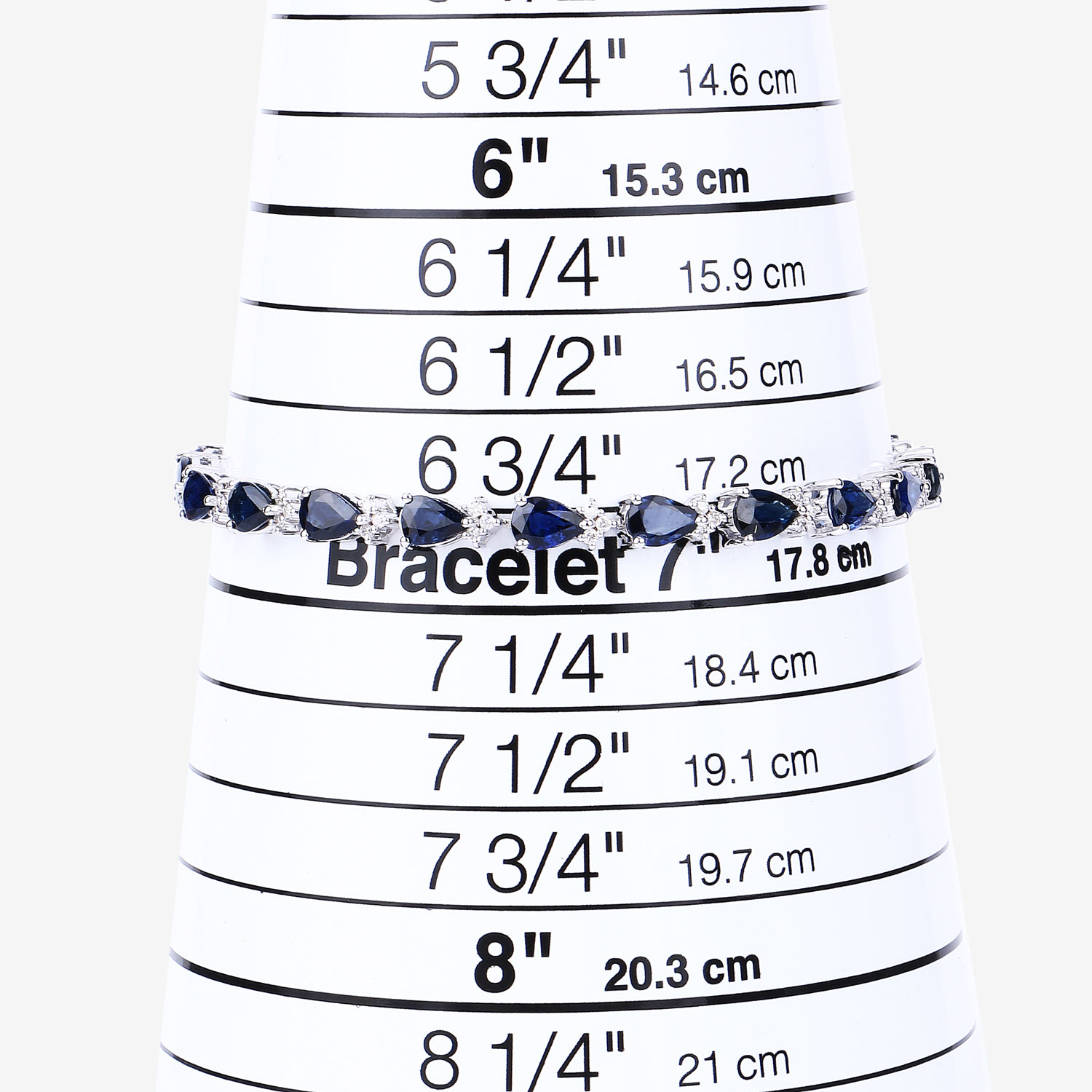 9.32 Carat Genuine Blue Sapphire and White Diamond 14K White Gold Bracelet