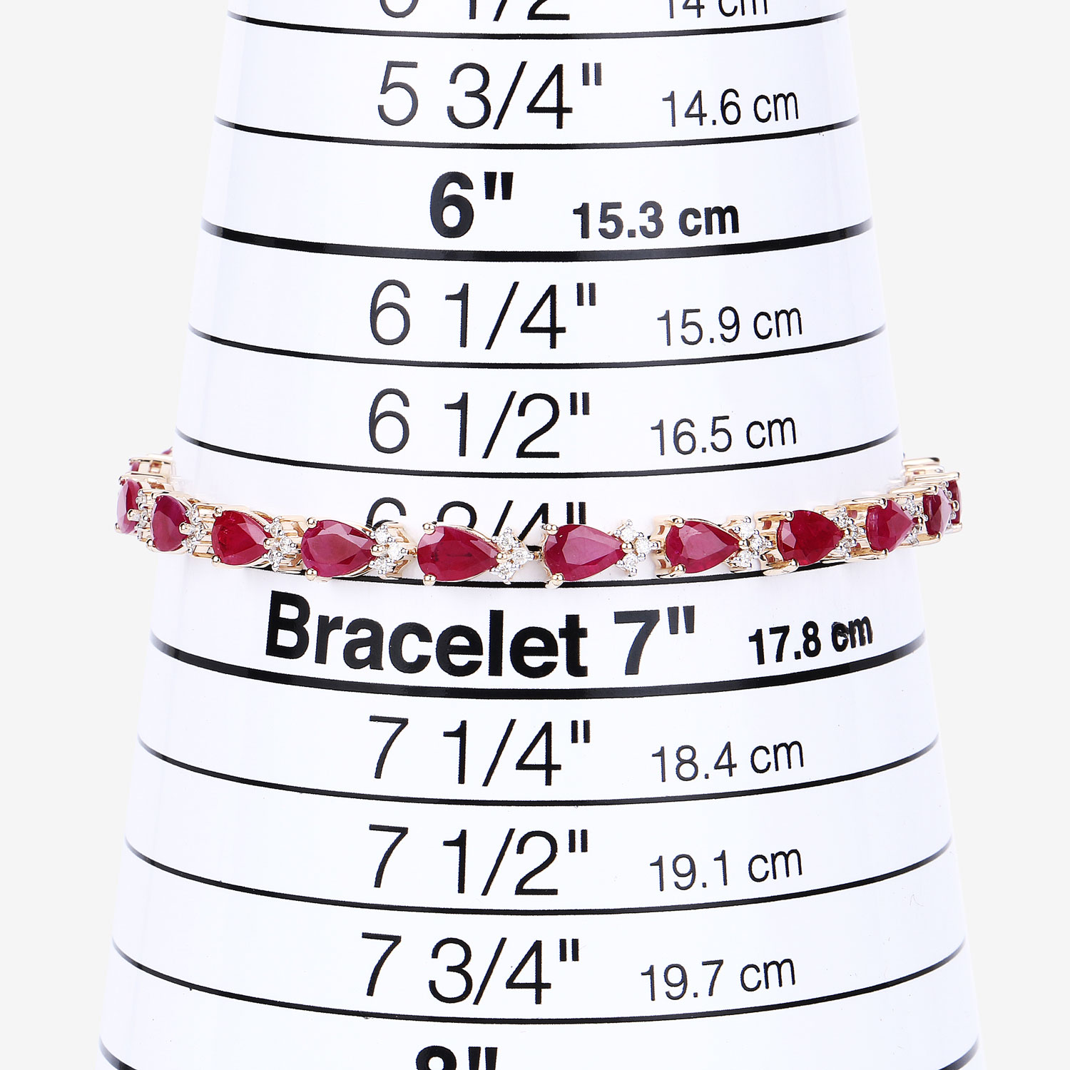 8.90 Carat Genuine Mozambique Ruby and White Diamond 14K Yellow Gold Bracelet