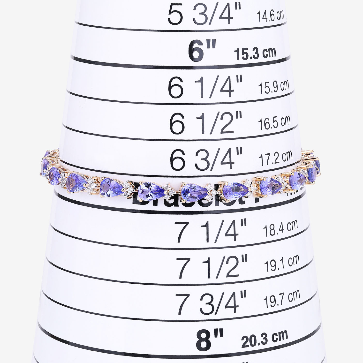 8.27 Carat Genuine Tanzanite and White Diamond 14K Yellow Gold Bracelet