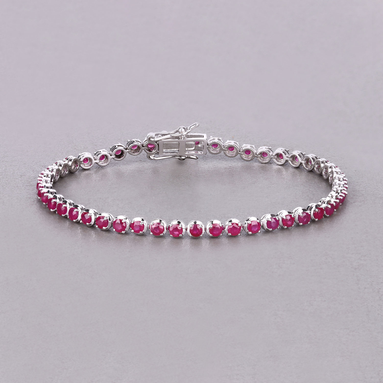 3.13 Carat Genuine Mozambique Ruby 14K White Gold Bracelet