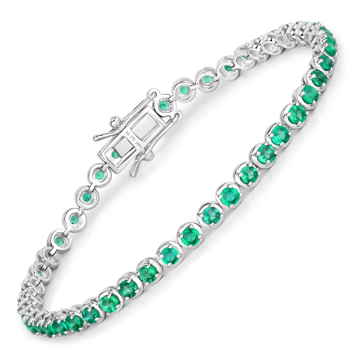 2.76 Carat Genuine Zambian Emerald 14K White Gold Bracelet
