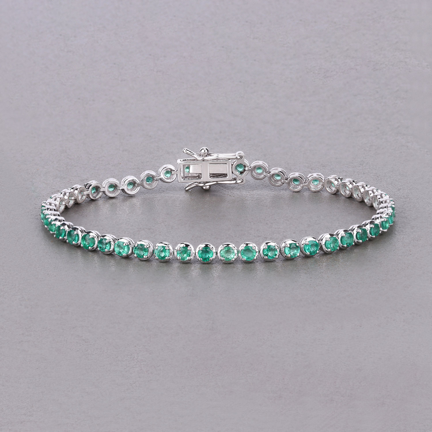 2.76 Carat Genuine Zambian Emerald 14K White Gold Bracelet