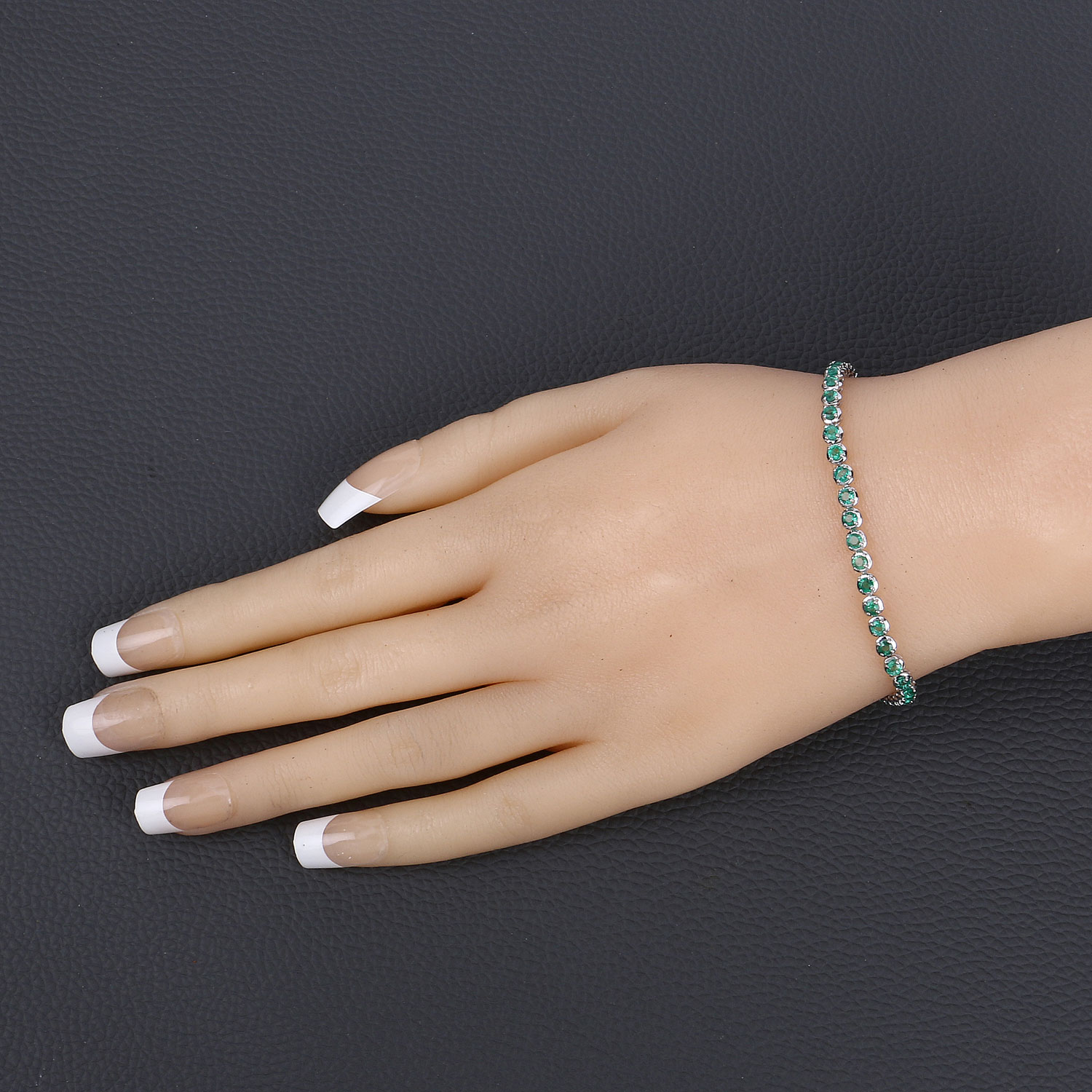 2.76 Carat Genuine Zambian Emerald 14K White Gold Bracelet
