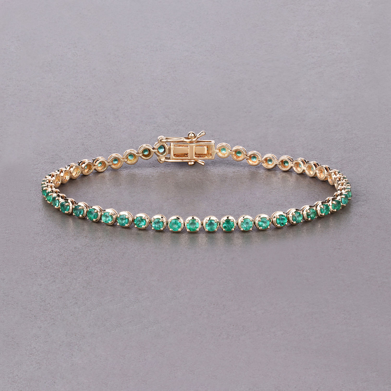 2.76 Carat Genuine Zambian Emerald 14K Yellow Gold Bracelet