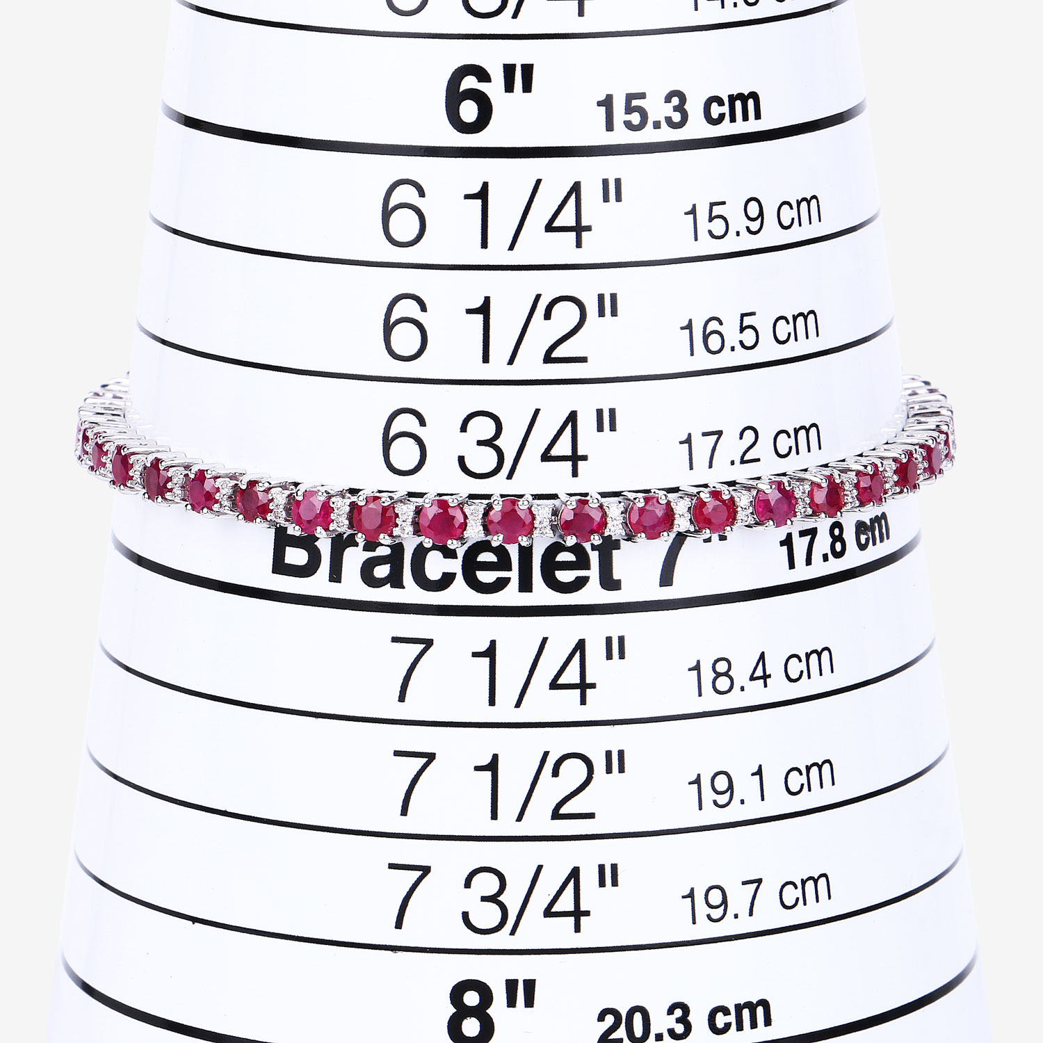 5.56 Carat Genuine Mozambique Ruby and White Diamond 14K White Gold Bracelet