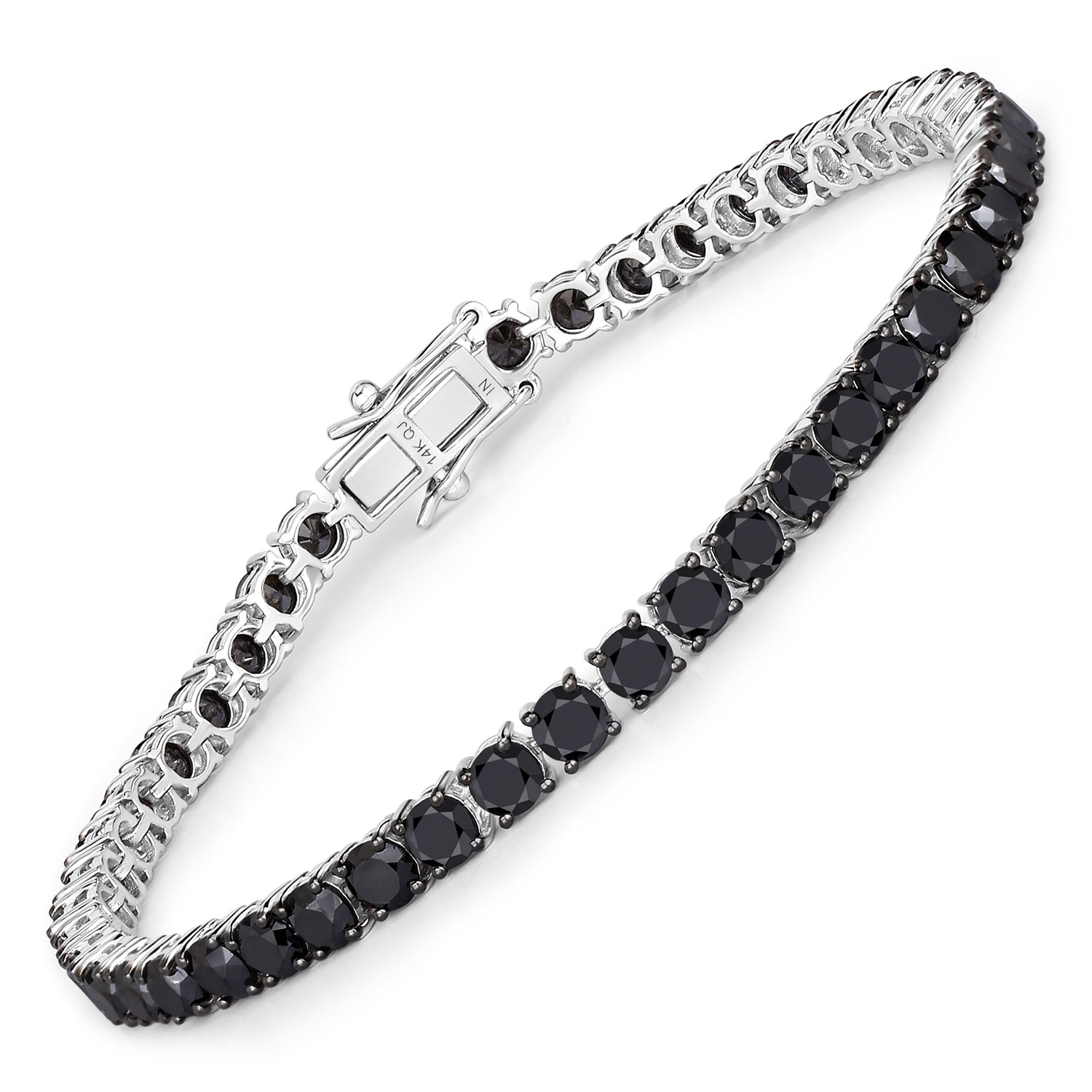 12.05 Carat Genuine Black Diamond 14K White Gold Bracelet