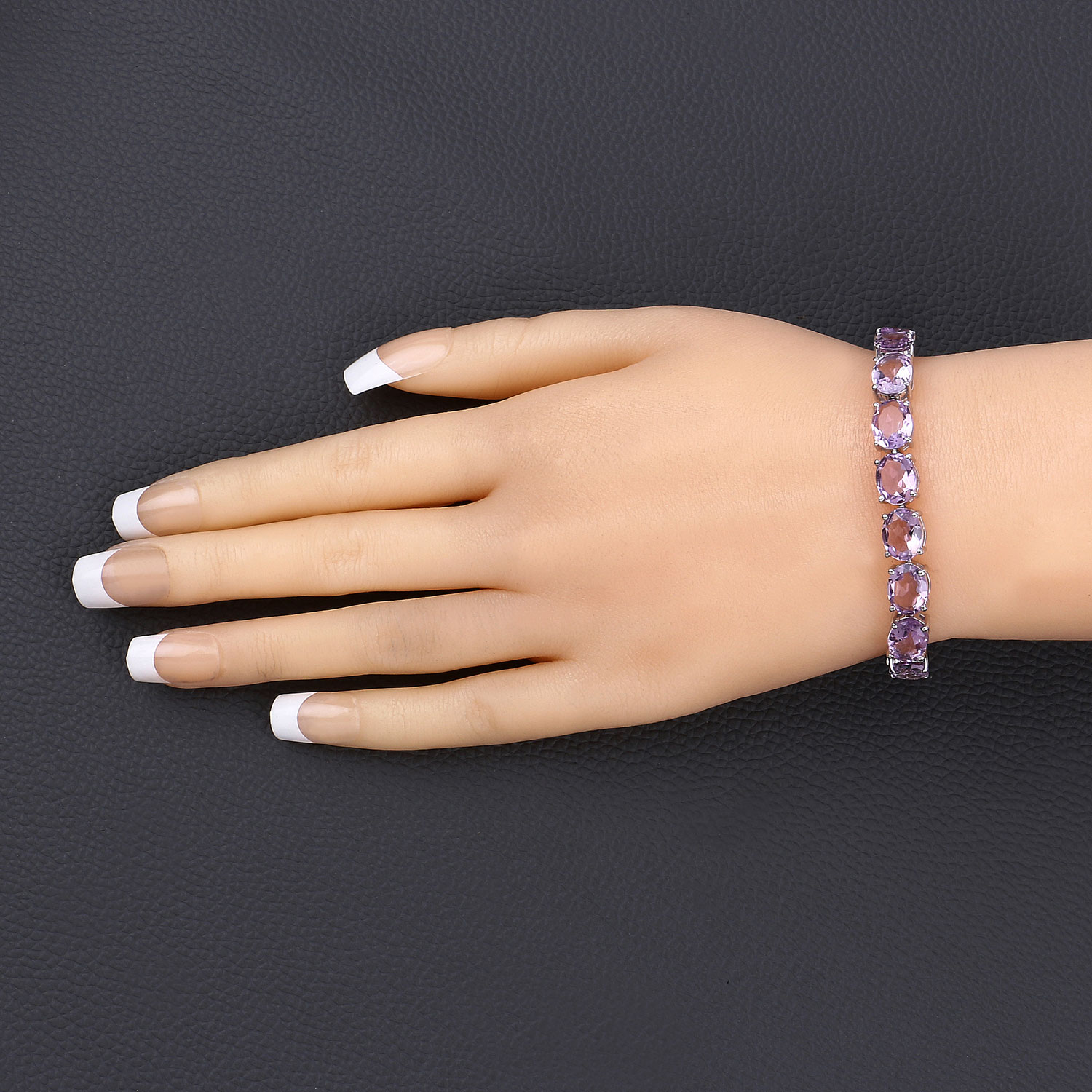 30.40 Carat Genuine Amethyst .925 Sterling Silver Bracelet
