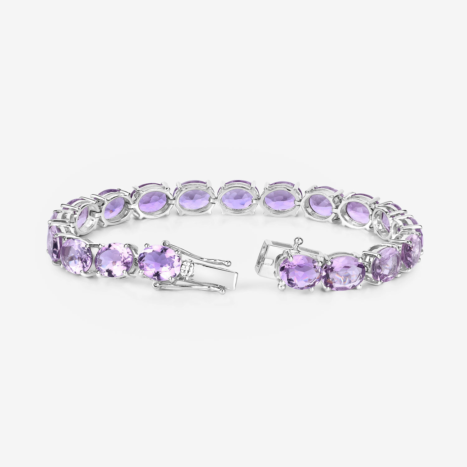 30.40 Carat Genuine Amethyst .925 Sterling Silver Bracelet