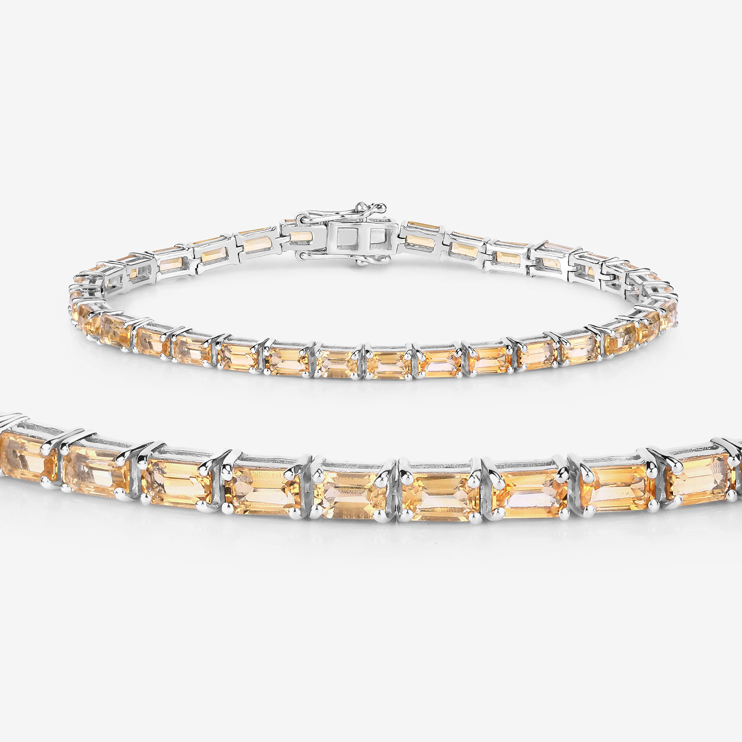 12.80 Carat Genuine Citrine .925 Sterling Silver Bracelet