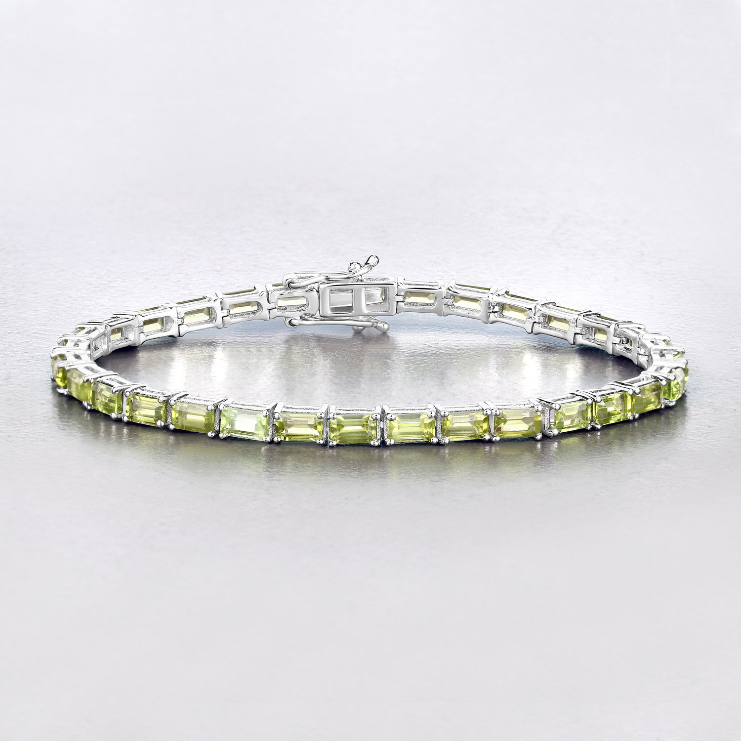 8.68 Carat Genuine Peridot .925 Sterling Silver Bracelet
