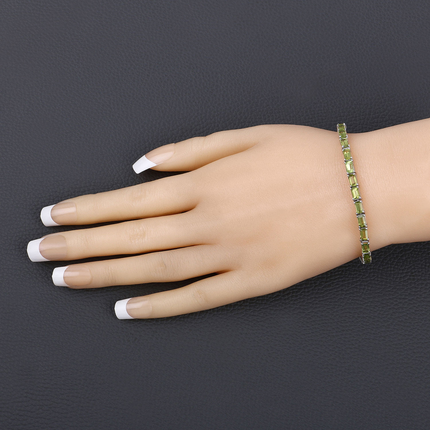 8.68 Carat Genuine Peridot .925 Sterling Silver Bracelet