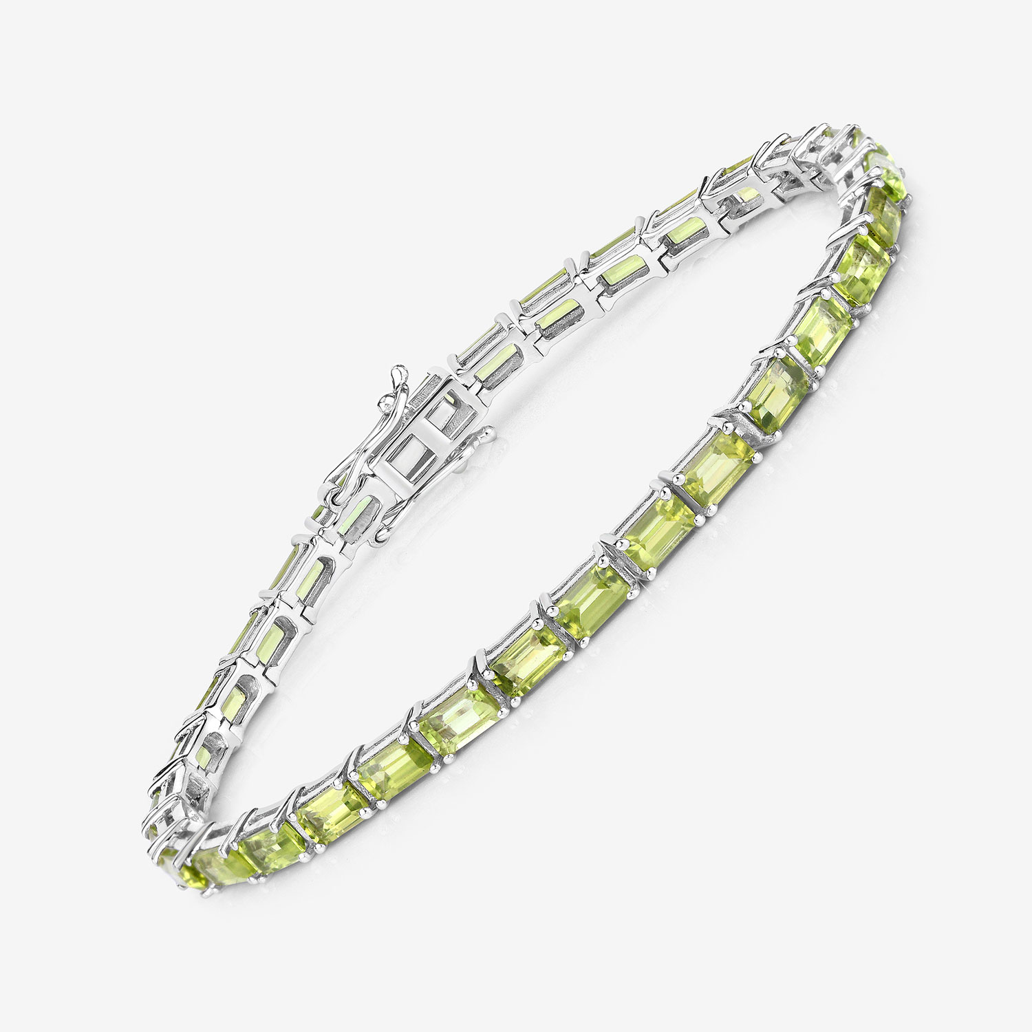 8.68 Carat Genuine Peridot .925 Sterling Silver Bracelet
