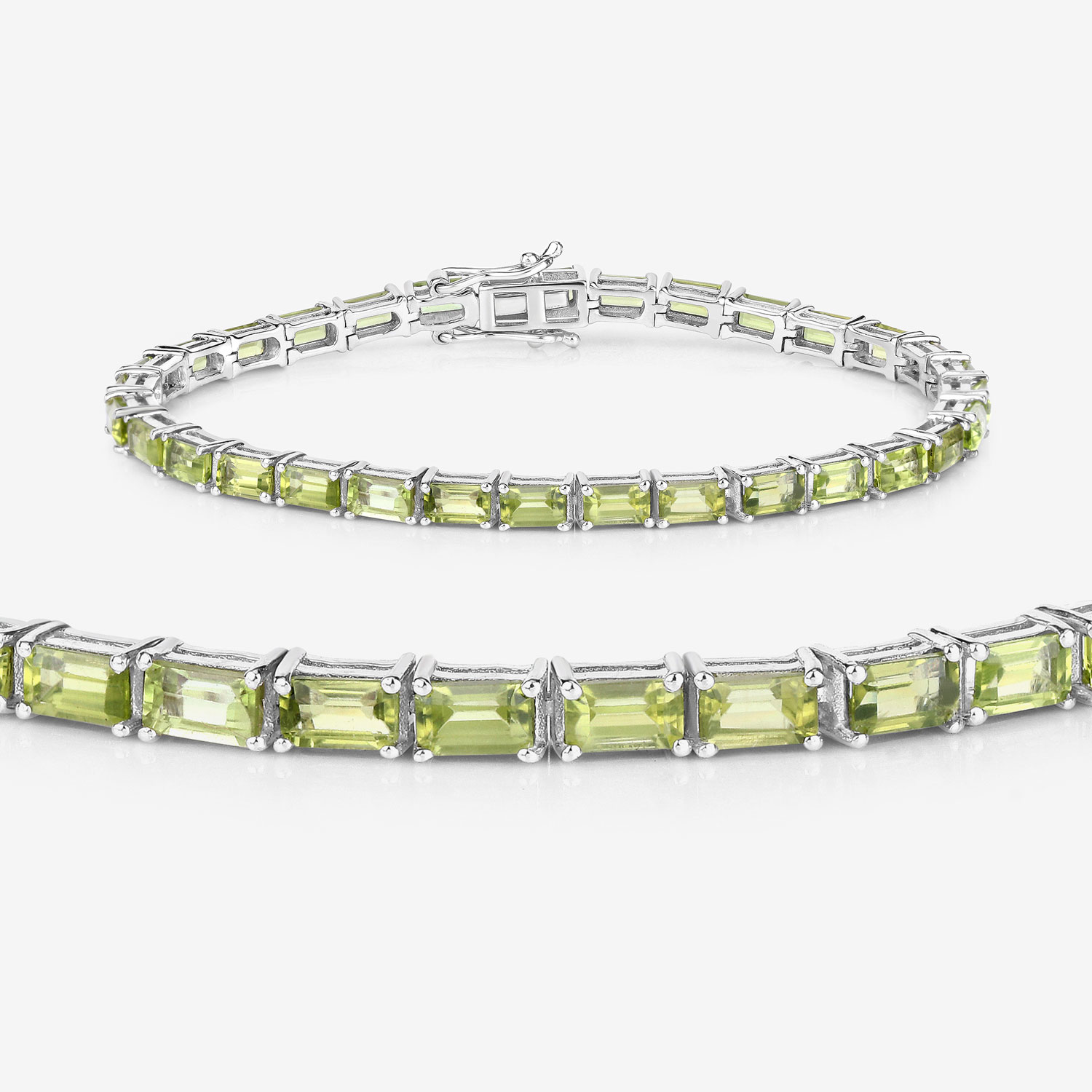 8.68 Carat Genuine Peridot .925 Sterling Silver Bracelet