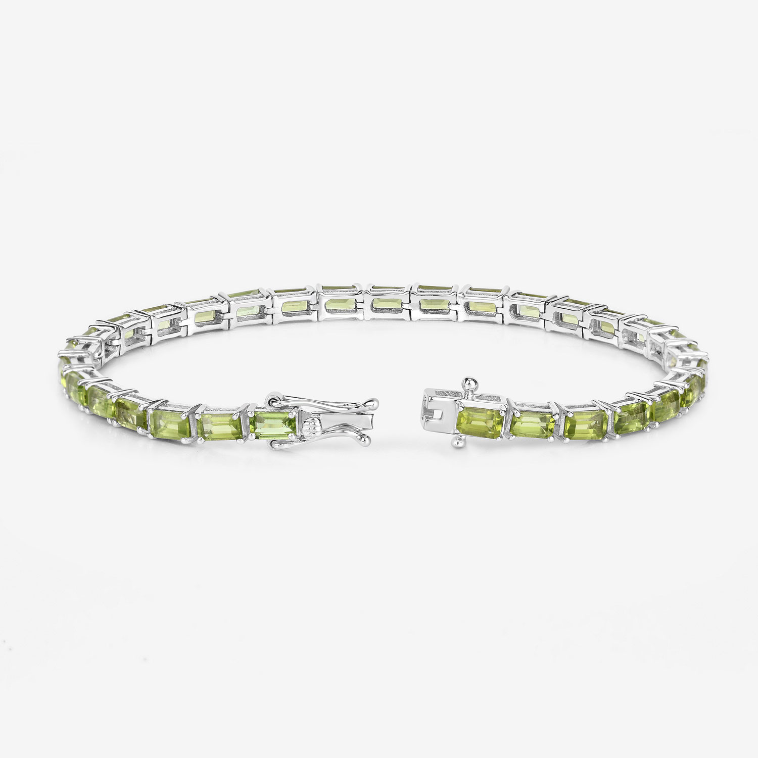8.68 Carat Genuine Peridot .925 Sterling Silver Bracelet