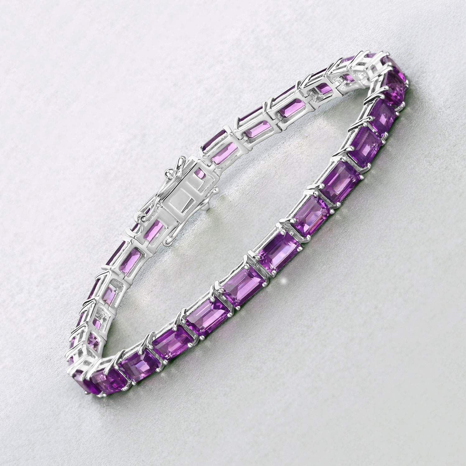 13.00 Carat Genuine Amethyst .925 Sterling Silver Bracelet