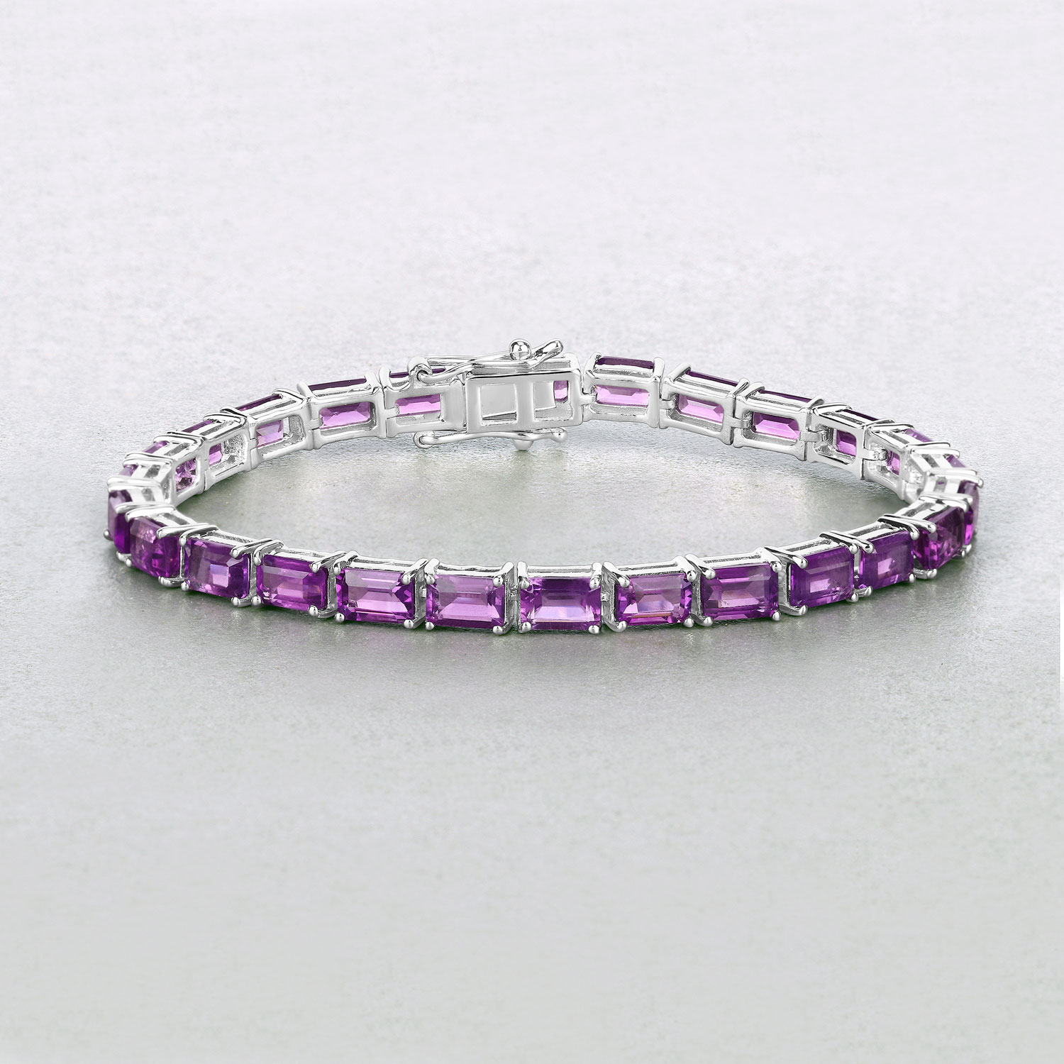 13.00 Carat Genuine Amethyst .925 Sterling Silver Bracelet