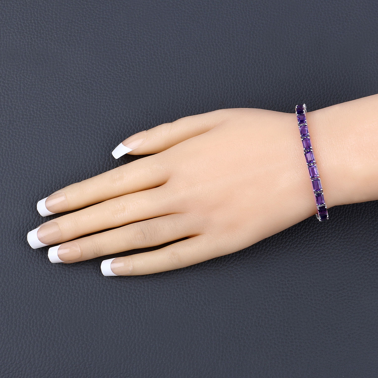 13.00 Carat Genuine Amethyst .925 Sterling Silver Bracelet
