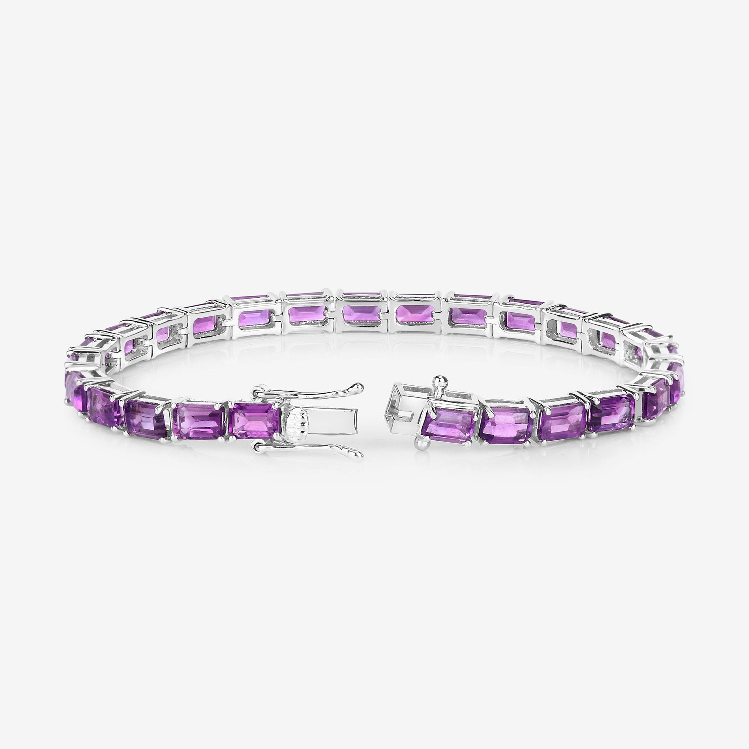 13.00 Carat Genuine Amethyst .925 Sterling Silver Bracelet