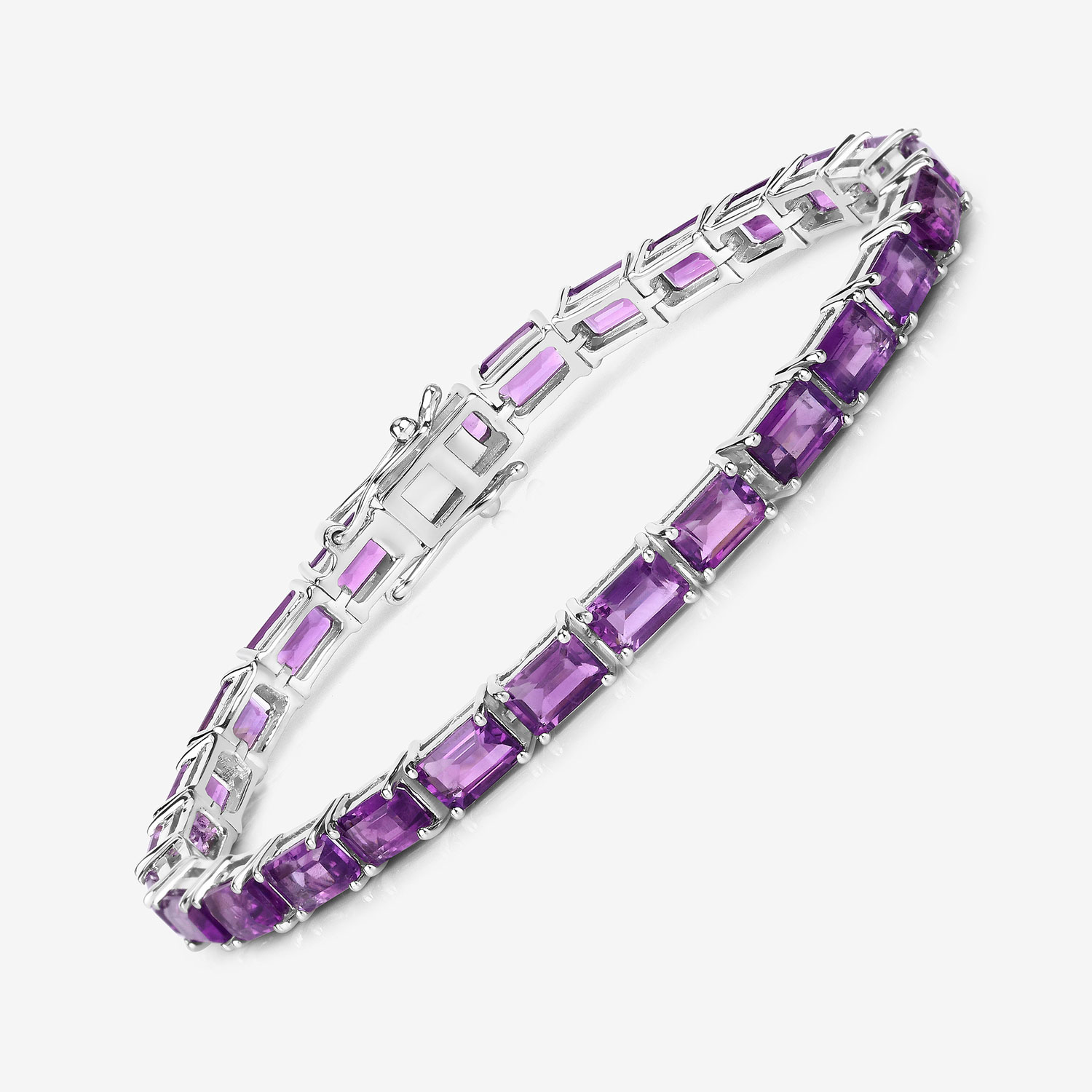 13.00 Carat Genuine Amethyst .925 Sterling Silver Bracelet