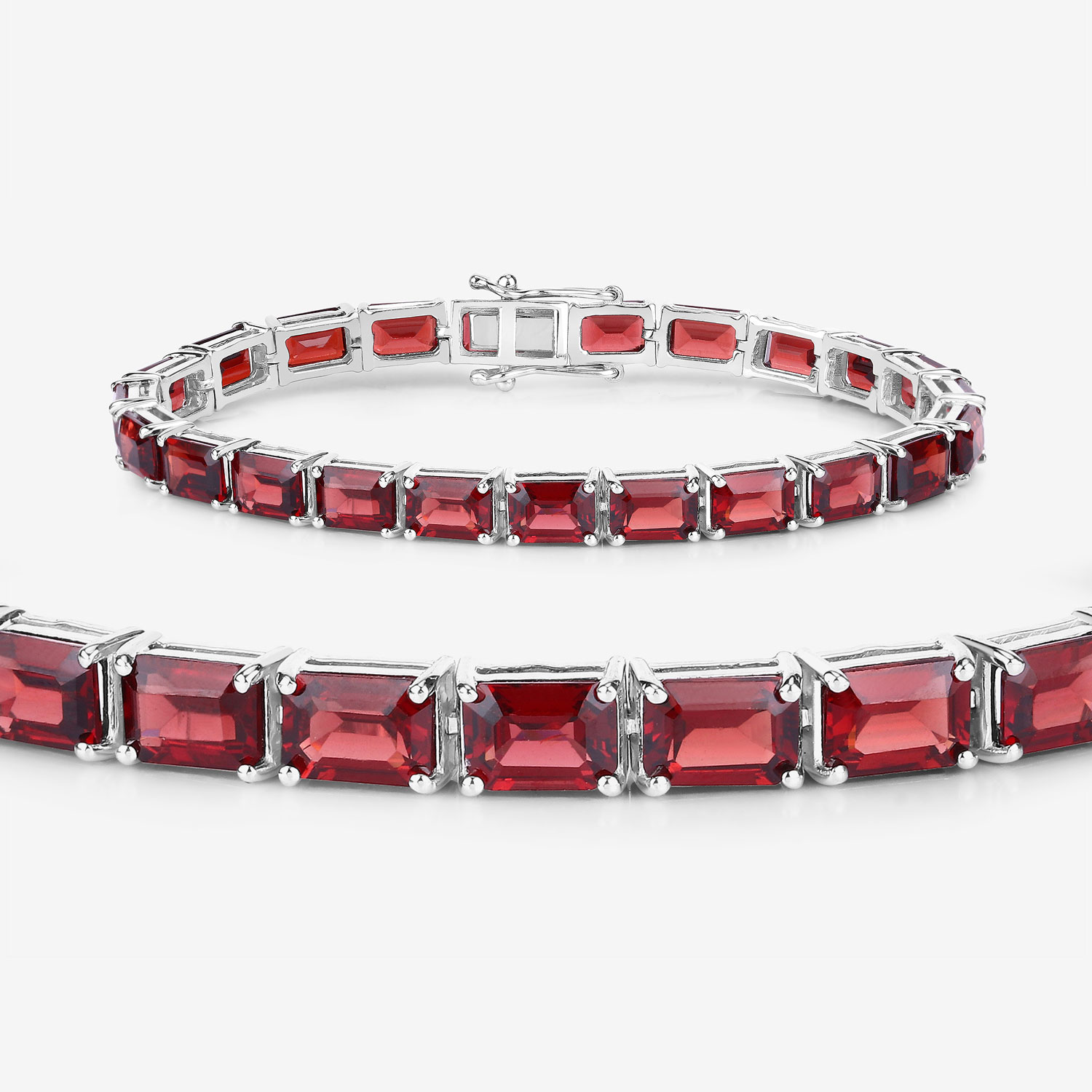 27.60 Carat Genuine Garnet .925 Sterling Silver Bracelet