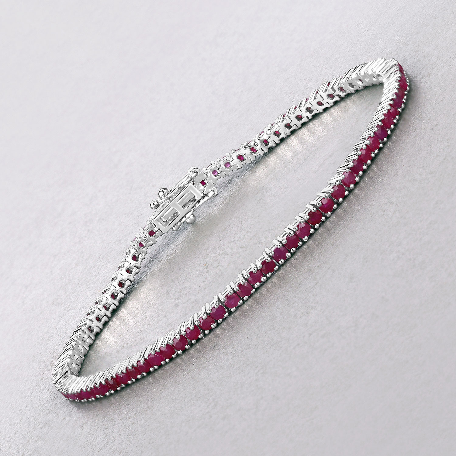 4.44 Carat Genuine Ruby .925 Sterling Silver Bracelet