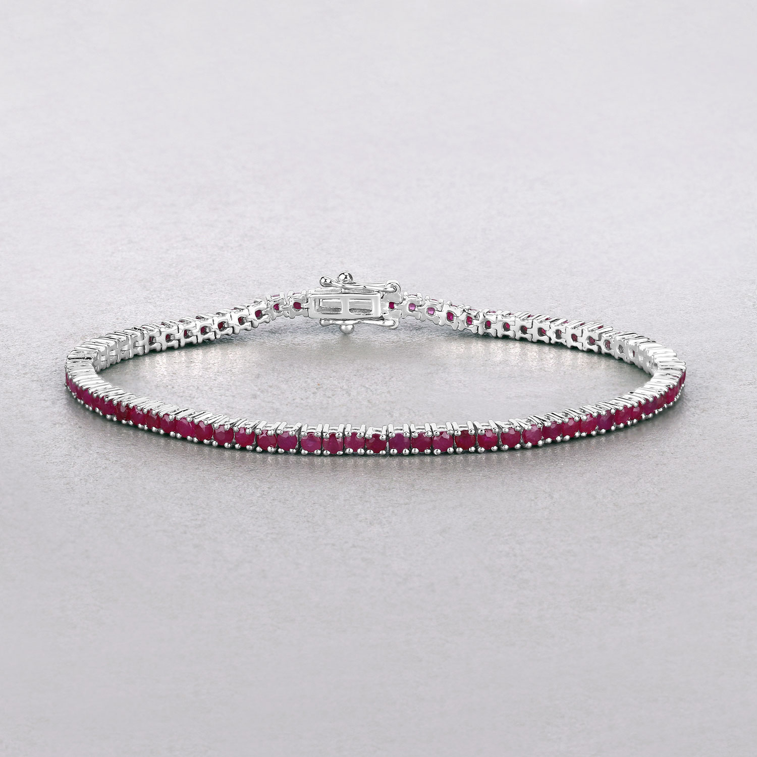 4.44 Carat Genuine Ruby .925 Sterling Silver Bracelet