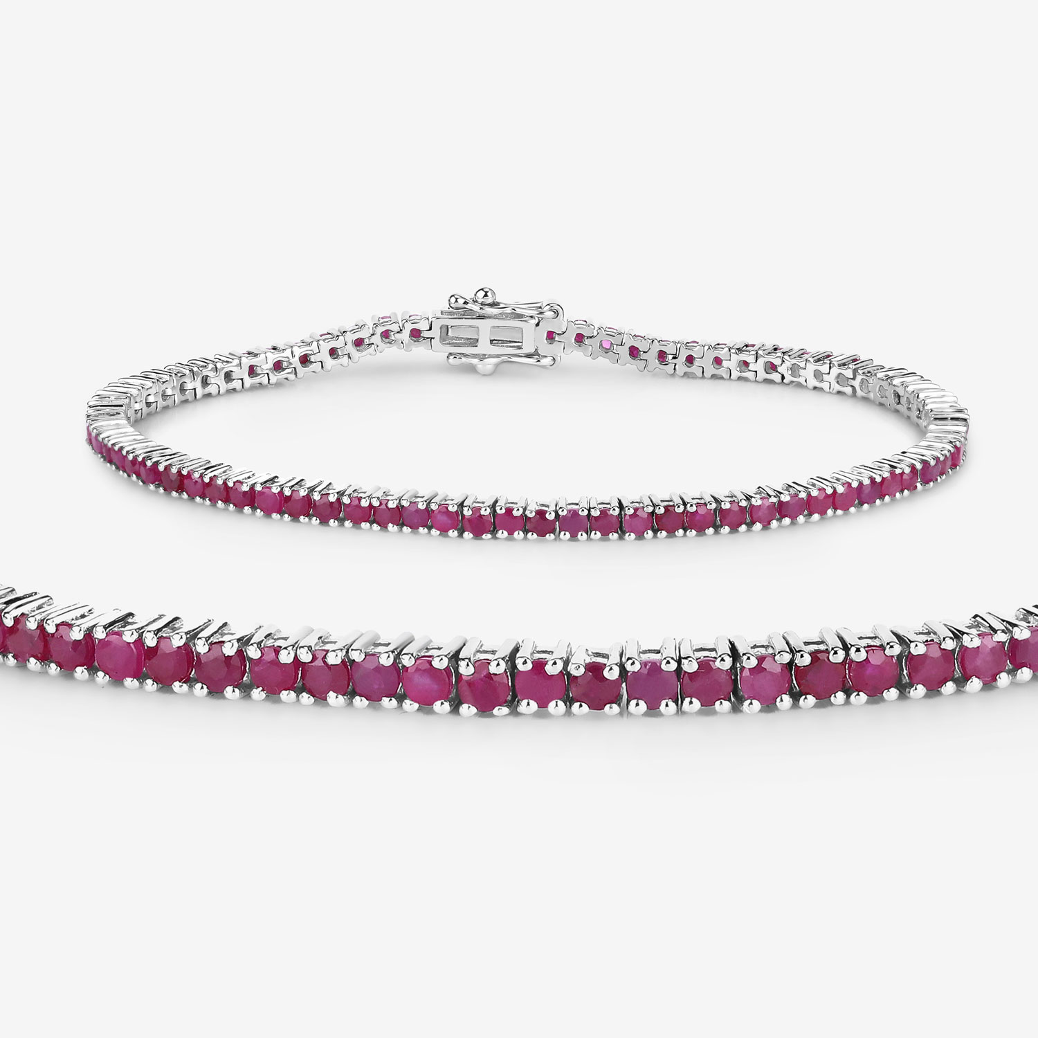 4.44 Carat Genuine Ruby .925 Sterling Silver Bracelet