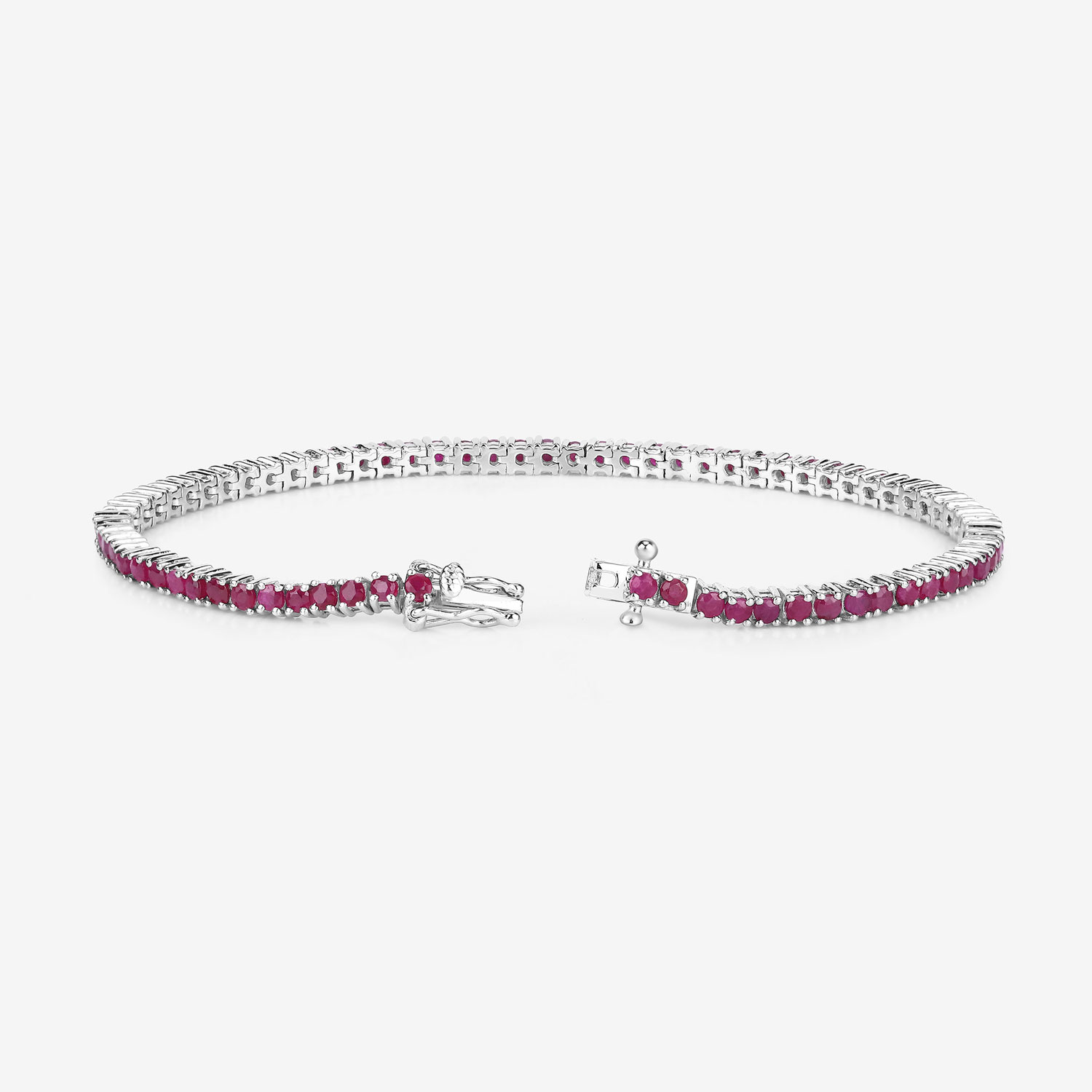 4.44 Carat Genuine Ruby .925 Sterling Silver Bracelet