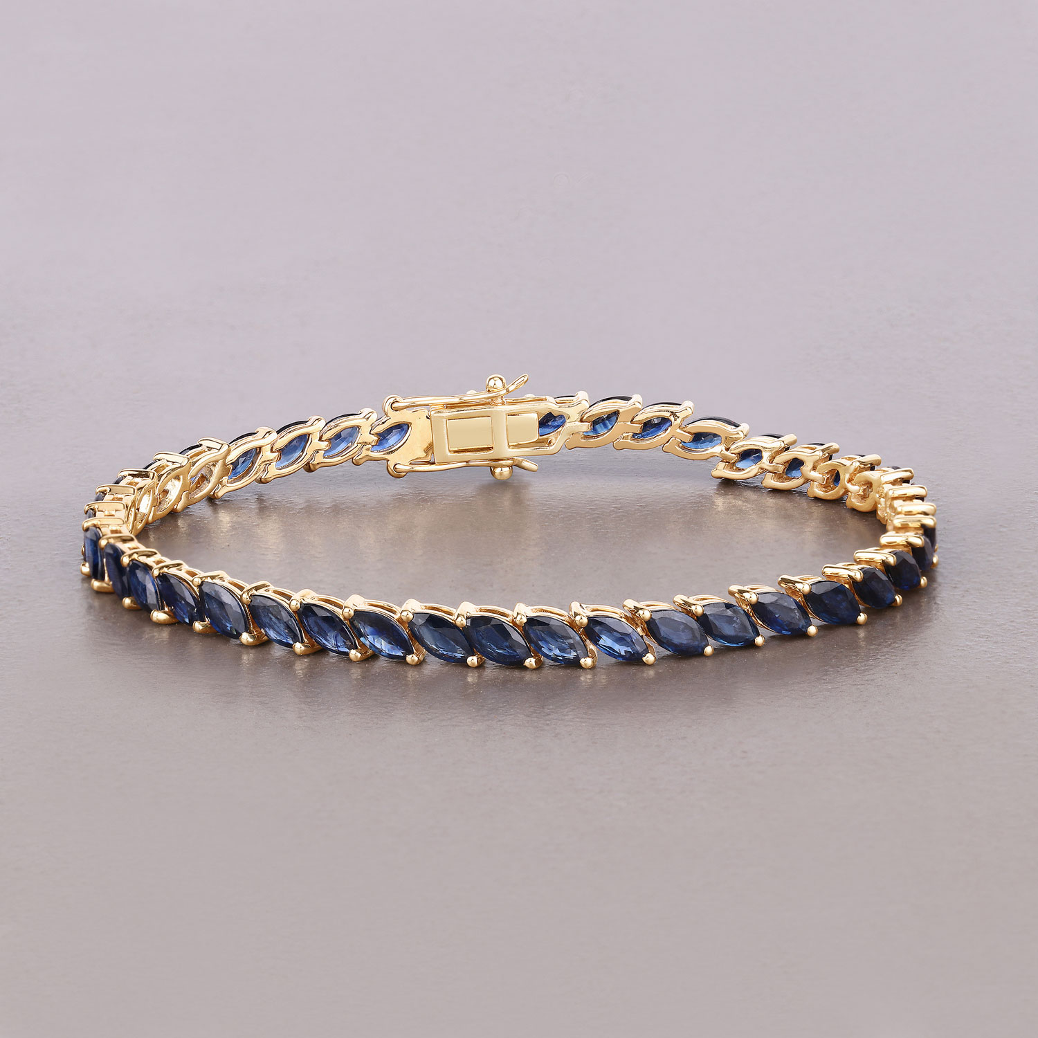 12.71 Carat Genuine Blue Sapphire 10K Yellow Gold Bracelet