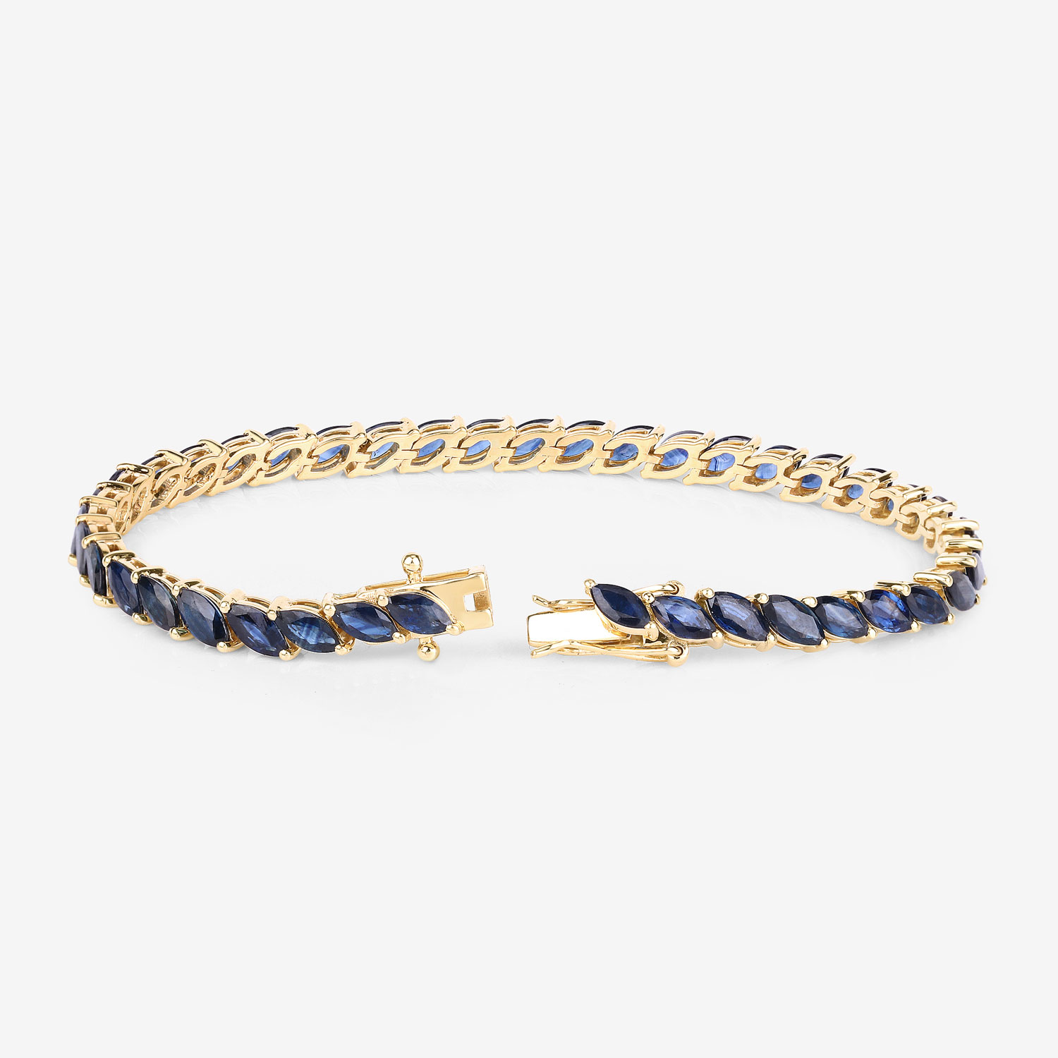 12.71 Carat Genuine Blue Sapphire 10K Yellow Gold Bracelet