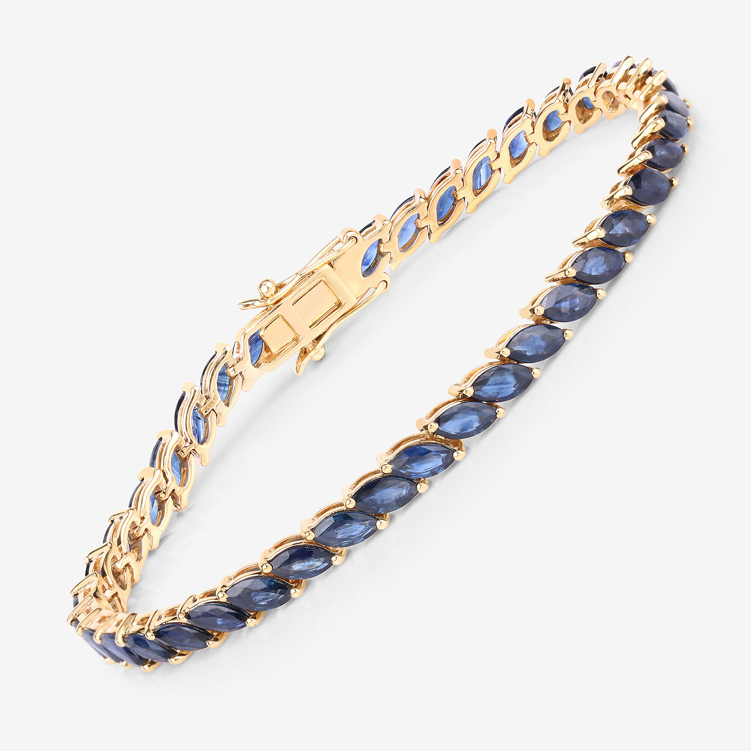 12.71 Carat Genuine Blue Sapphire 10K Yellow Gold Bracelet