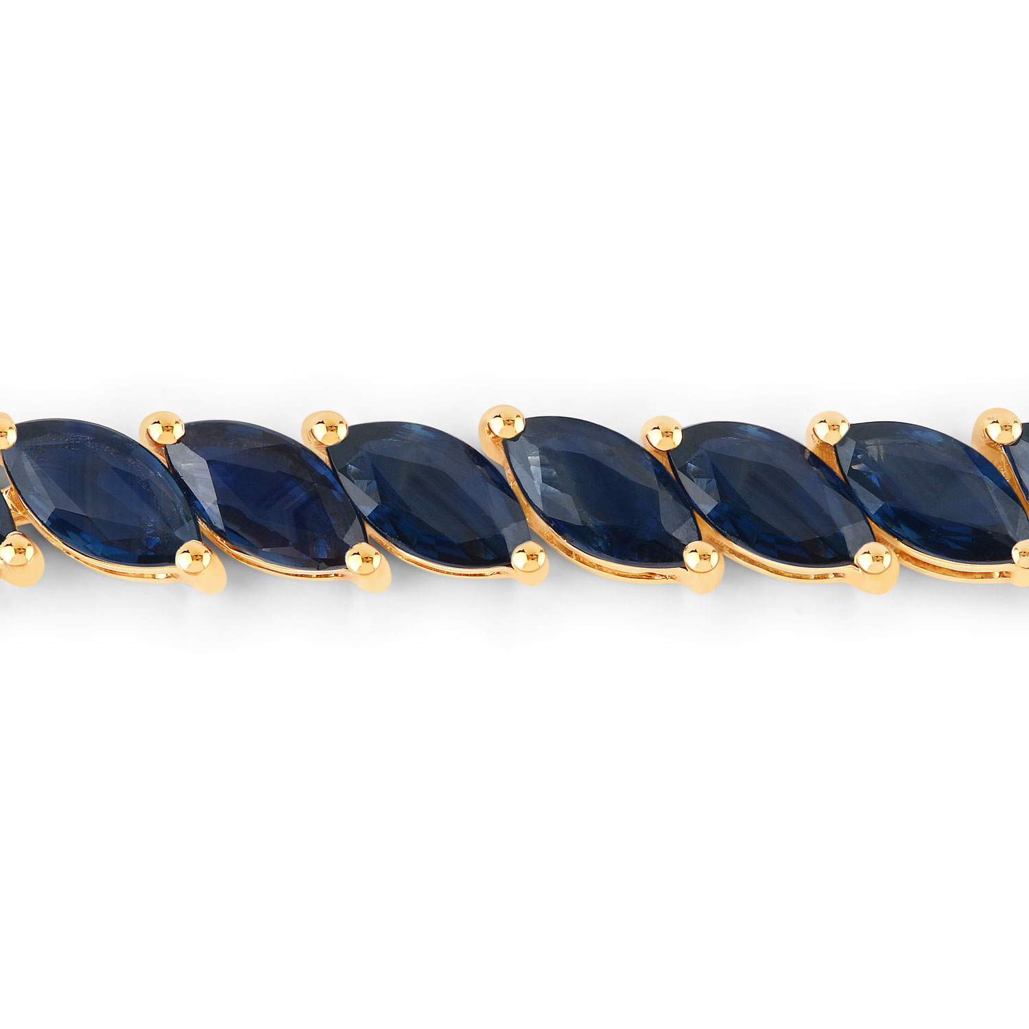 12.71 Carat Genuine Blue Sapphire 10K Yellow Gold Bracelet