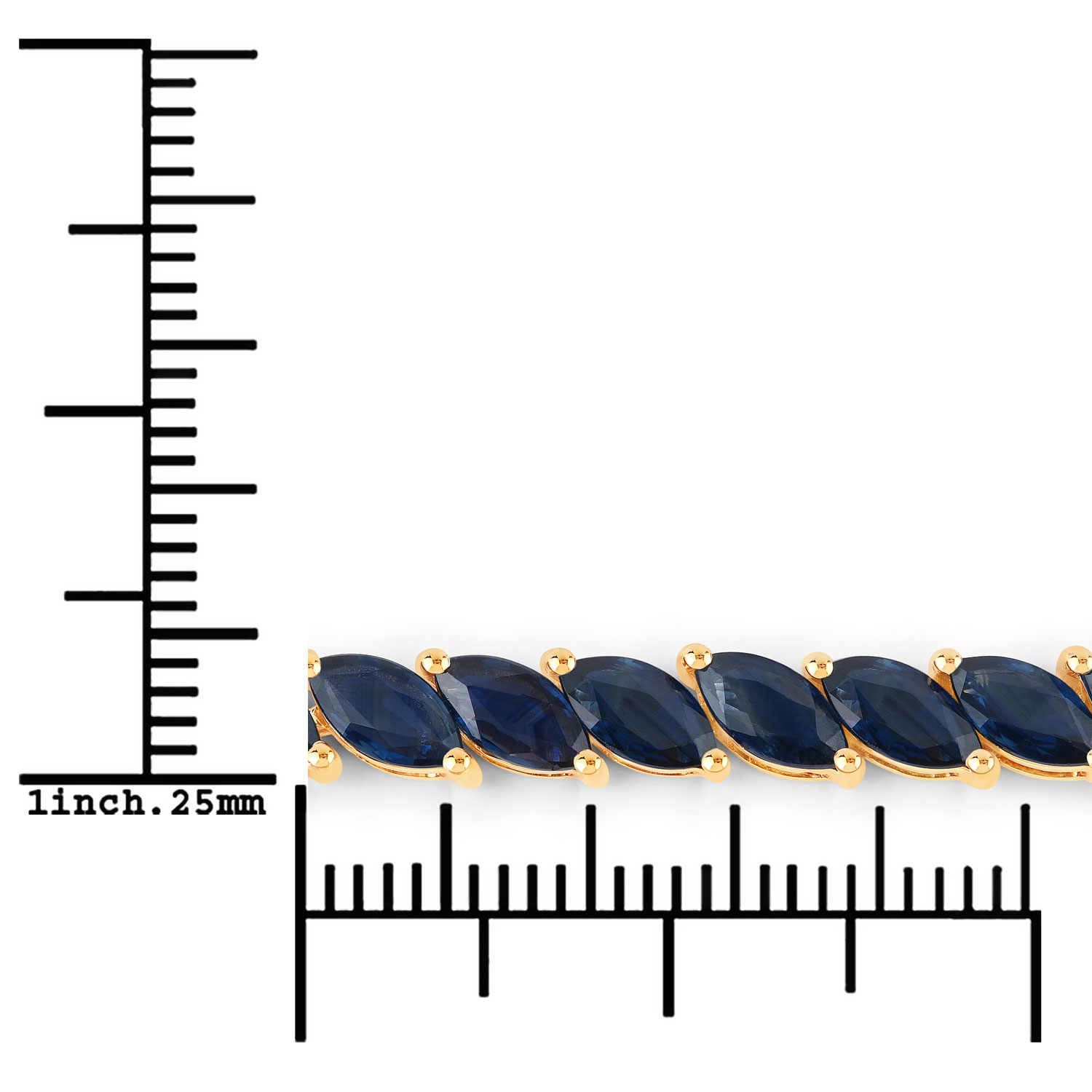 12.71 Carat Genuine Blue Sapphire 10K Yellow Gold Bracelet