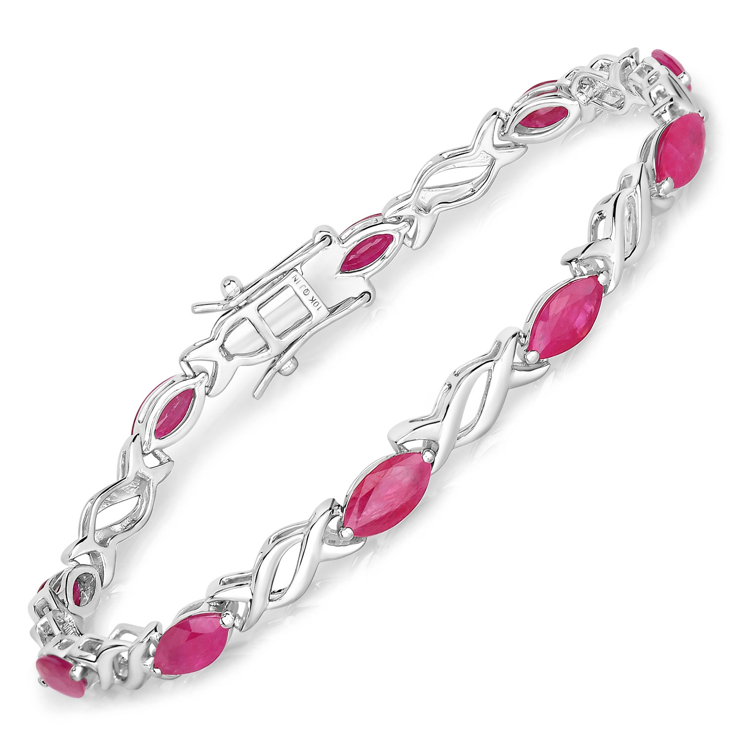 5.00 Carat Genuine Ruby 10K White Gold Bracelet