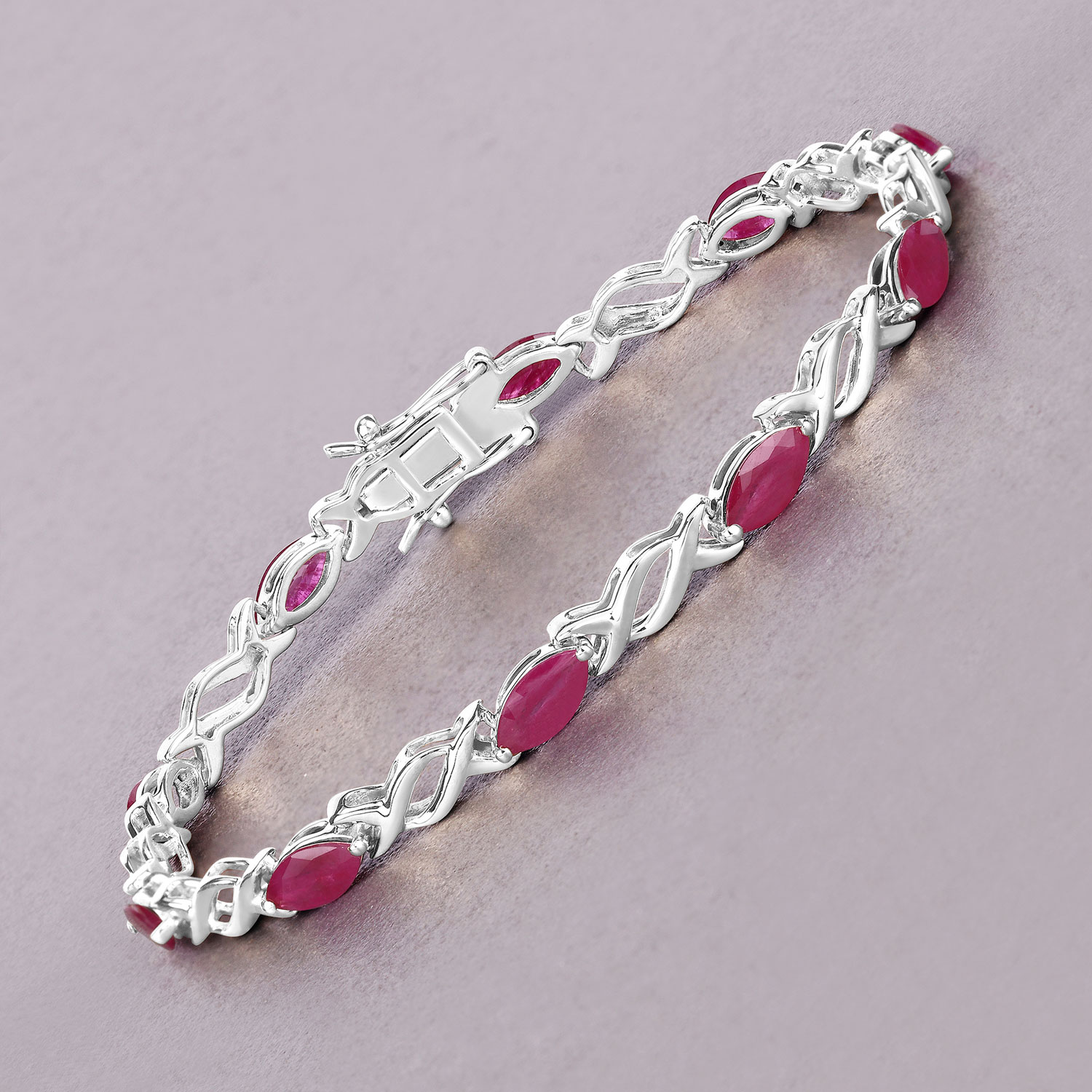 5.00 Carat Genuine Ruby 10K White Gold Bracelet