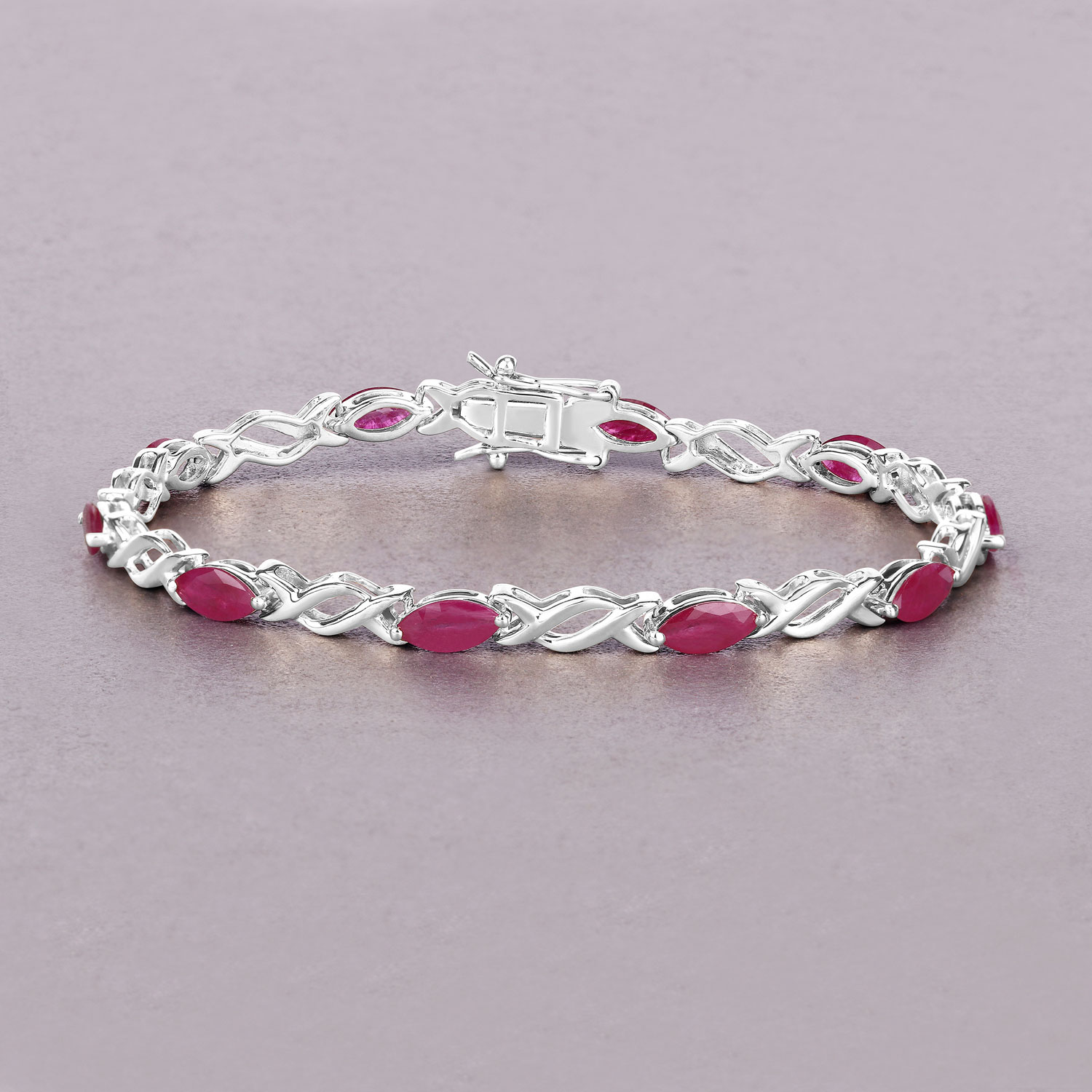 5.00 Carat Genuine Ruby 10K White Gold Bracelet