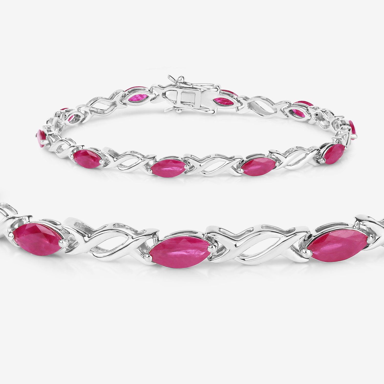 5.00 Carat Genuine Ruby 10K White Gold Bracelet